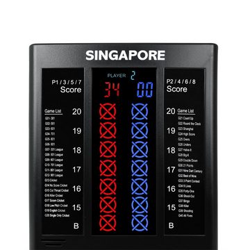XQMAX Dartscheibe Elektronischer Zähler Dart Singapore, (für 40 Spiele und 272 Variationen, variable Schwierigkeitseinstellungen), Scoreboard Dartboard Touchpad Punktestand Steeldart