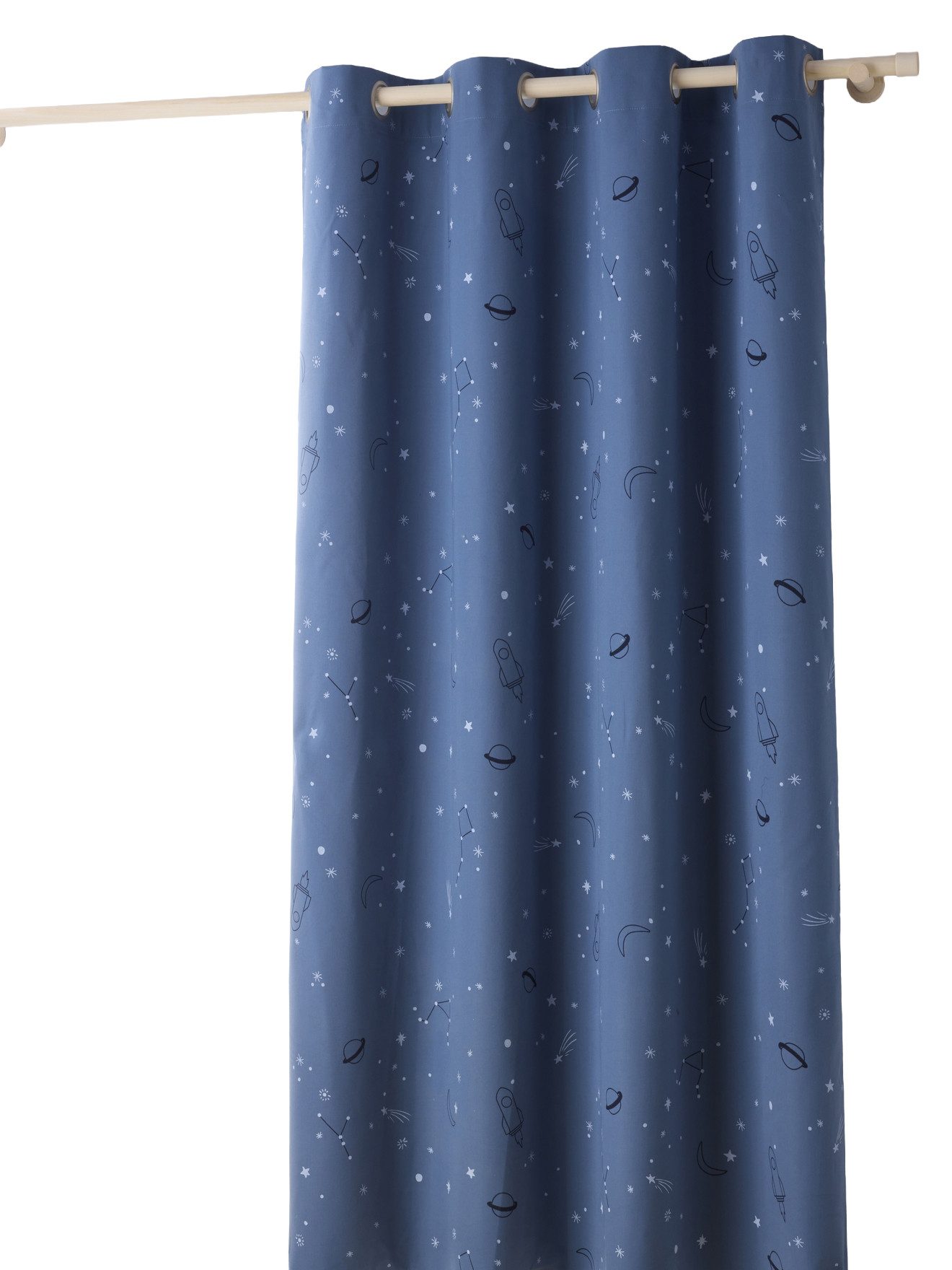 vertbaudet Vorhang Kinderzimmer Verdunkelungsvorhang PLANETEN, Polyester, Leuchtmotive, Blickdicht
