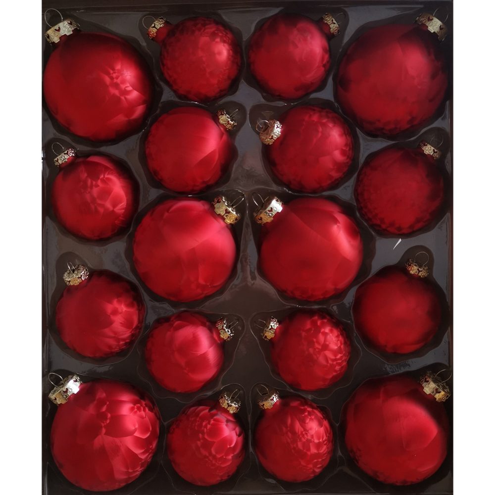 Thüringer Glasdesign Weihnachtsbaumkugel 18tlg. Weihnachtskugel Eislack rot (18 St)