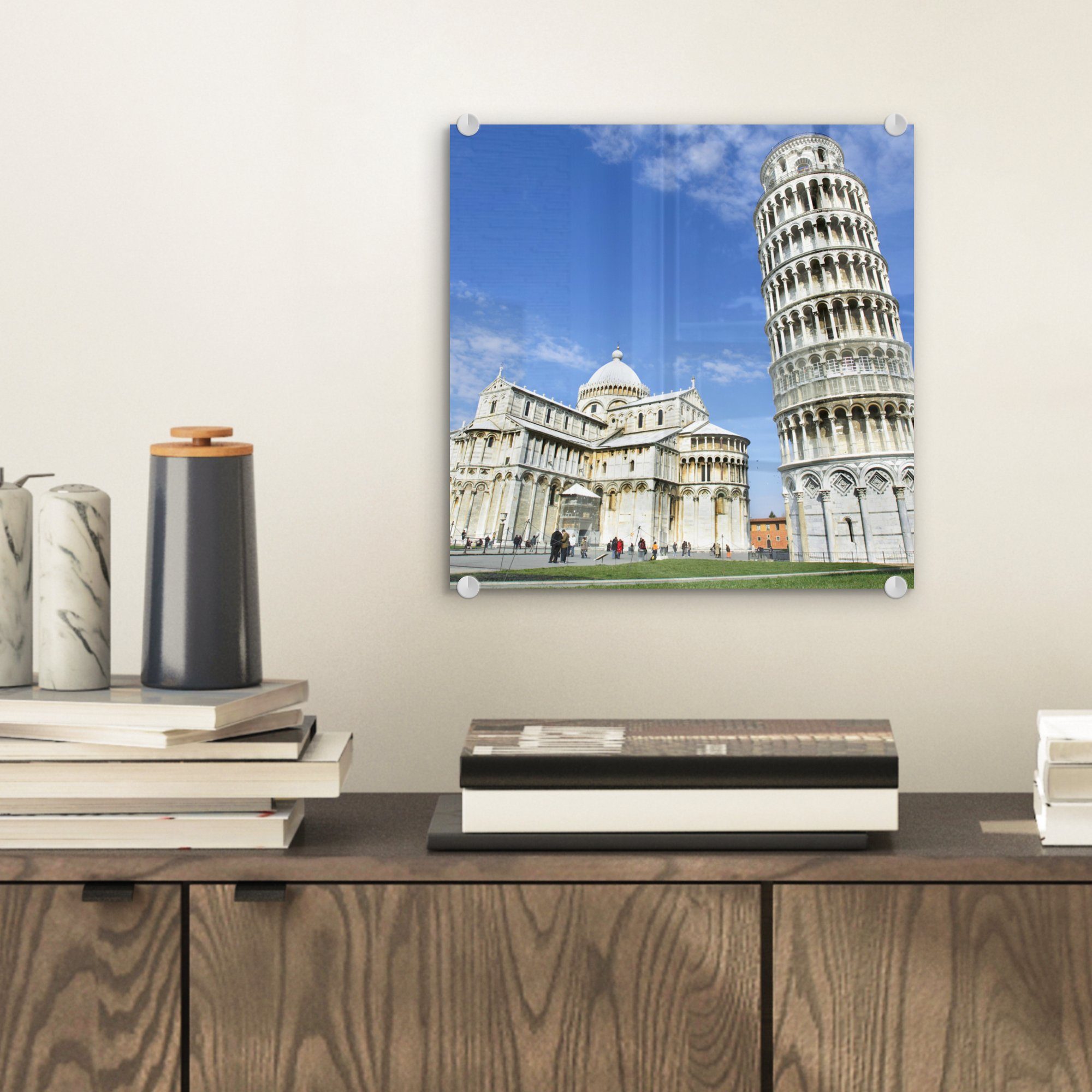 MuchoWow Acrylglasbild Der Turm von Maria auf Pisa Assunta, (1 Glas Bilder Kathedrale - - - der auf Glasbilder Glas Foto Wandbild St), Santa Wanddekoration neben
