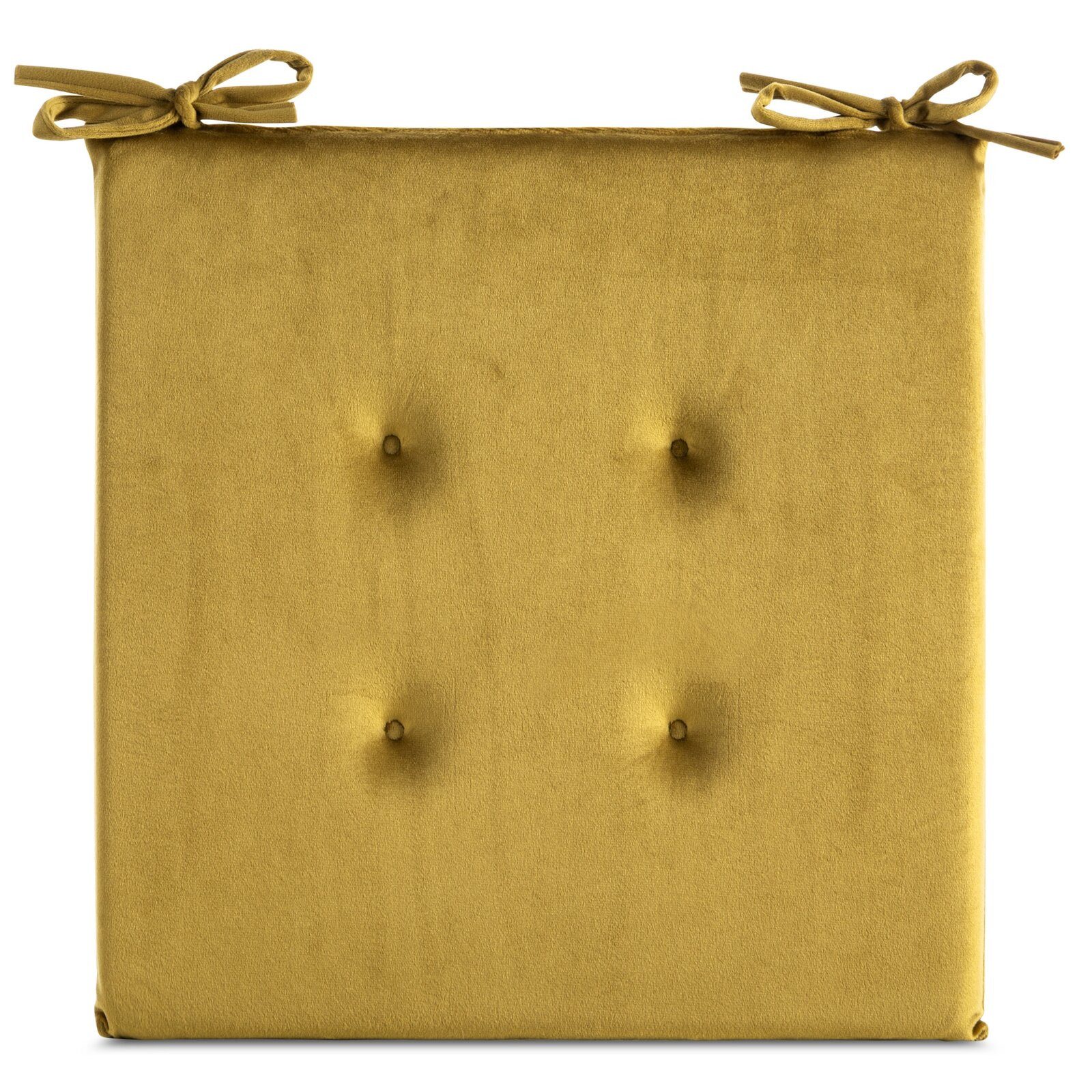 Eurofirany Stuhlkissen Sitzkissen aus Velvet Gesteppte 4 Punkte Einfarbig 40x40 cm, Samt Kissen Velours Sitzkissen mit Schnürchen