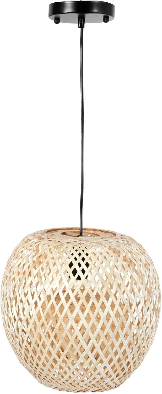 VIVANNO Hängeleuchte Rattan VELADORA Rund - Beige Geflochten, ohne Leuchtmi günstig online kaufen