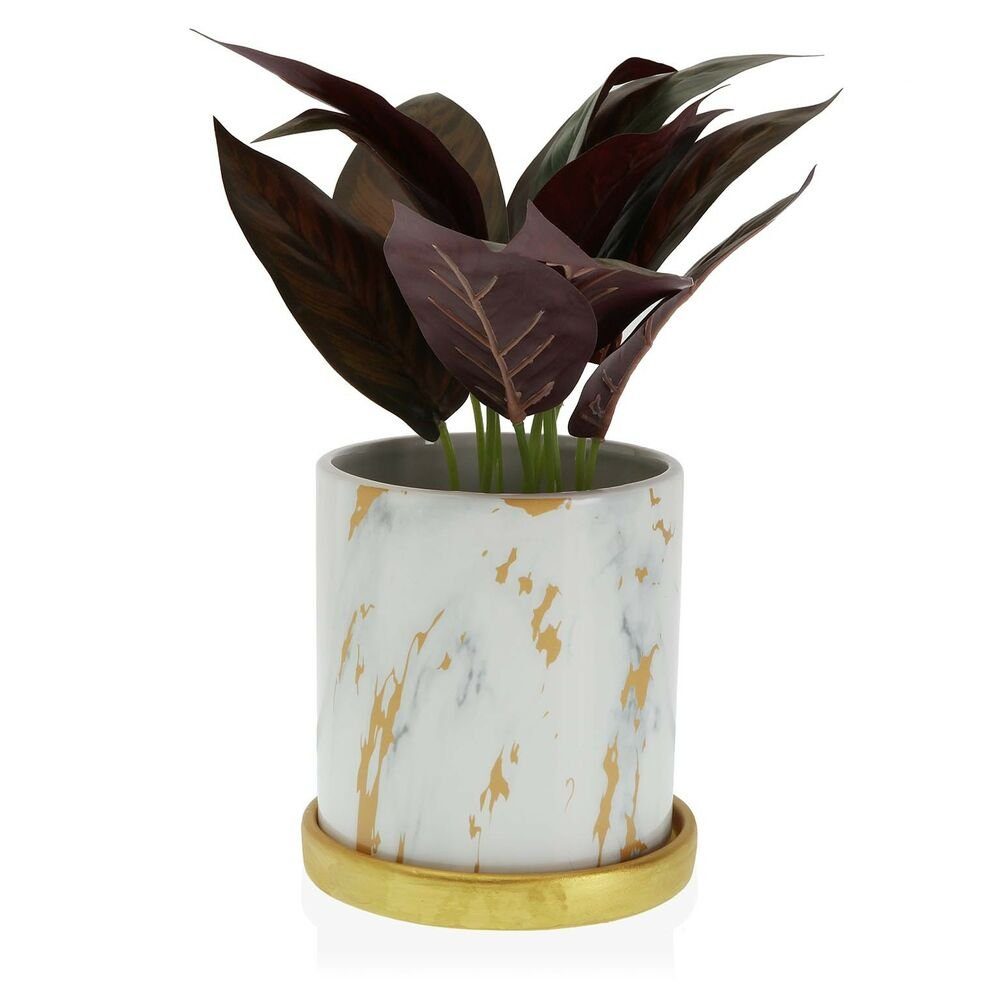 Bigbuy Blumenkasten Blumentopf Marmor aus Keramik 13,8 x 14,5 x 13,8 cm