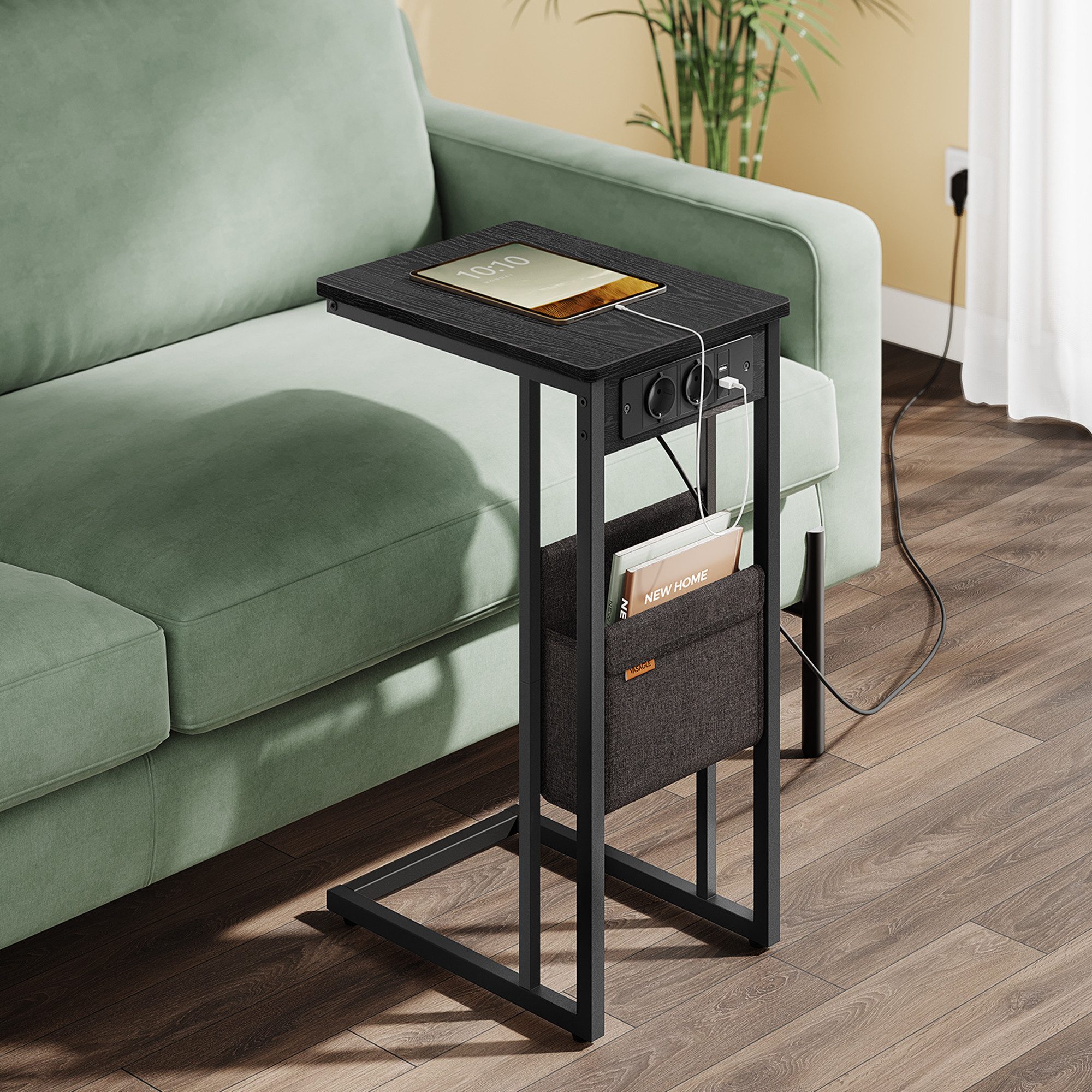 VASAGLE Beistelltisch, mit Steckdose, für kleine Räume, 2 USB-Anschlüsse, 3 günstig online kaufen