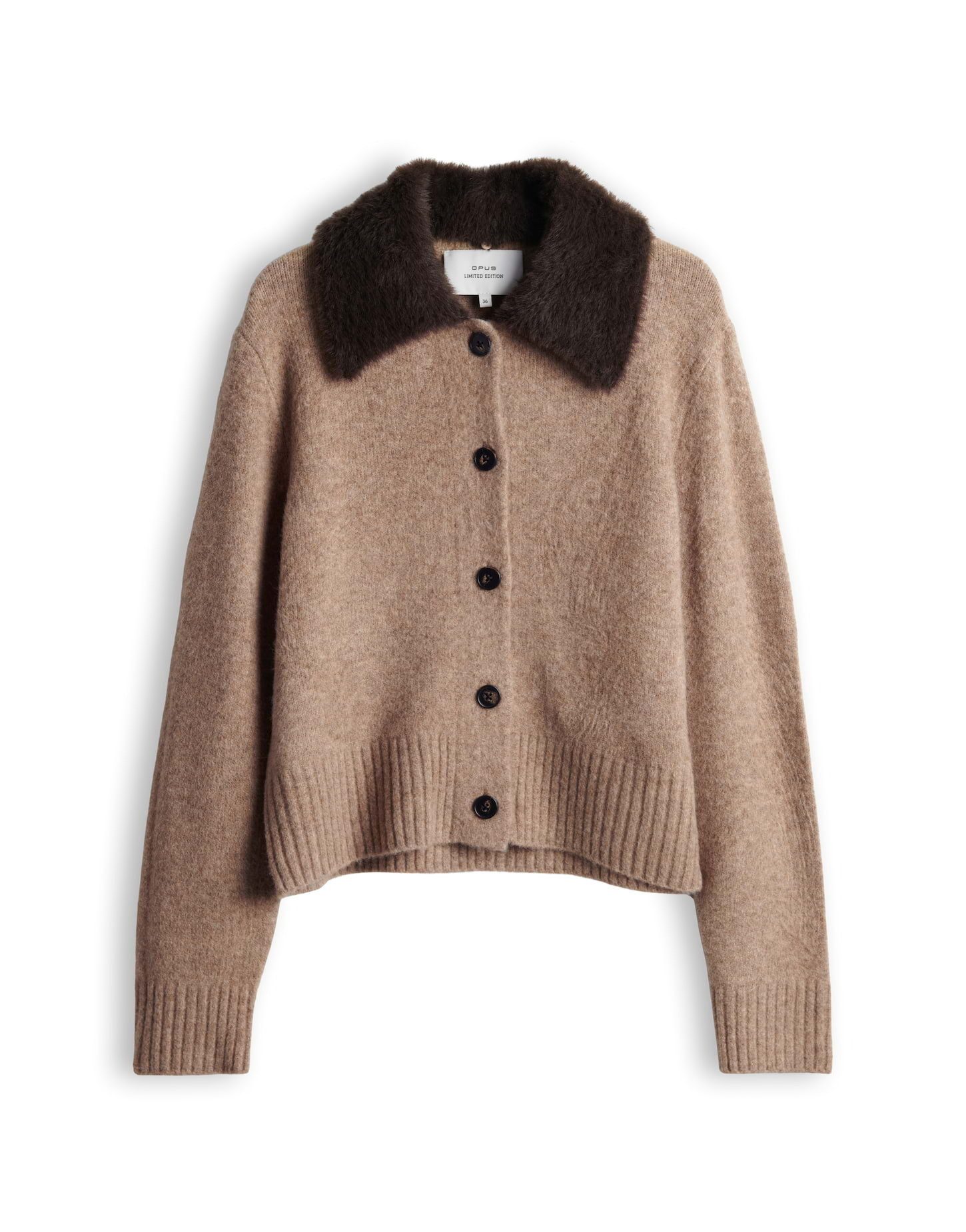 OPUS Strickjacke Dofur aus weichem Strick Verkürzte Länge mit geradem Schnitt und wandelbarem Kragen – Bild 2 von 5