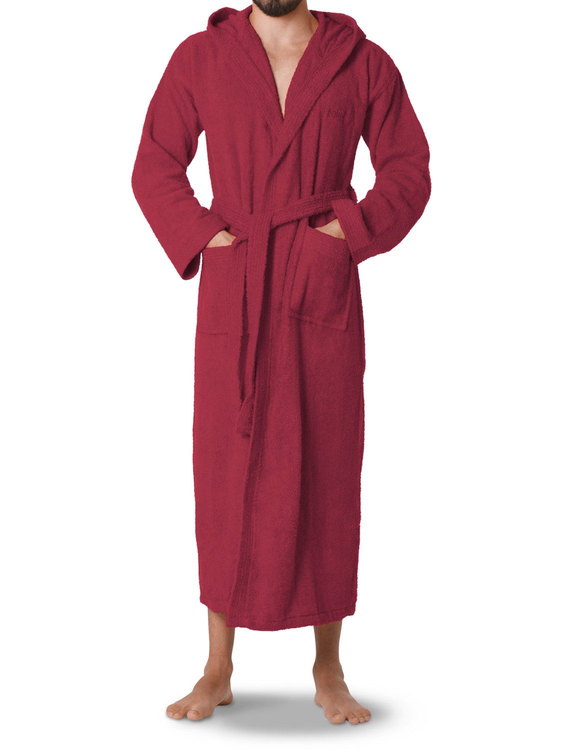 Bademantel Unisex Frottee Bademantel mit Kapuze 100% Baumwolle, Extra-Lang