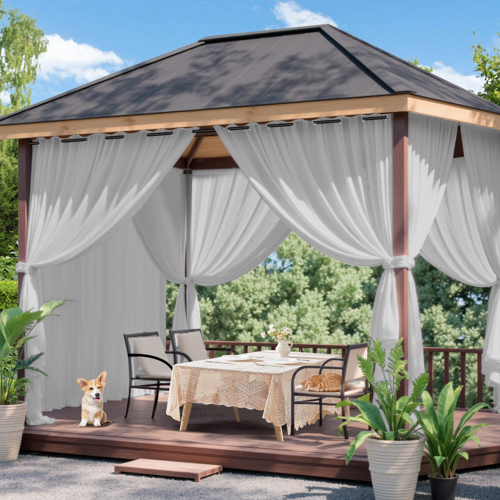 Jibenhome Outdoorgardine Verdunkelungsgardine Ösen Vorhang Wetterfest& günstig online kaufen