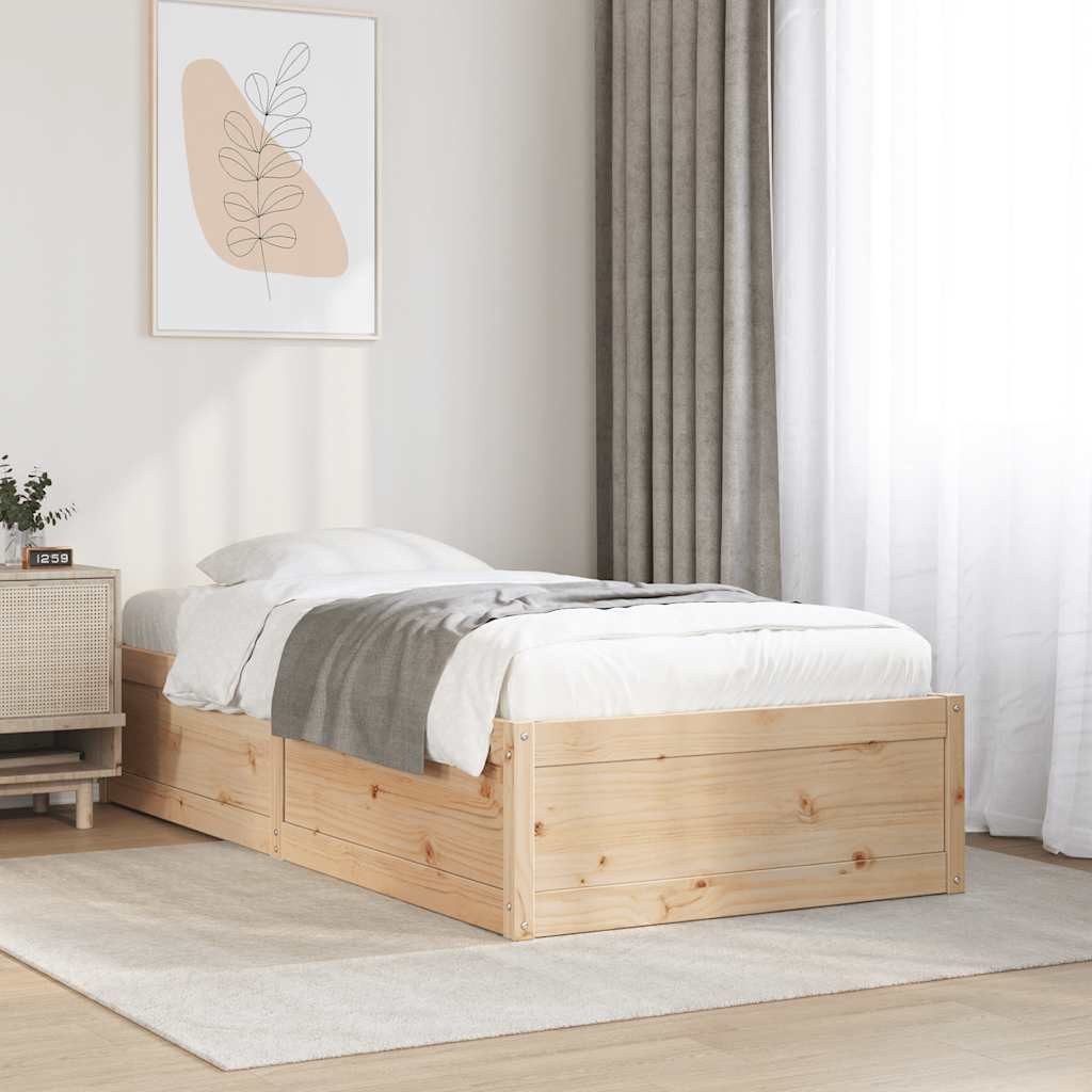 vidaXL Bett Massivholzbett ohne Matratze 75x190 cm Kiefernholz