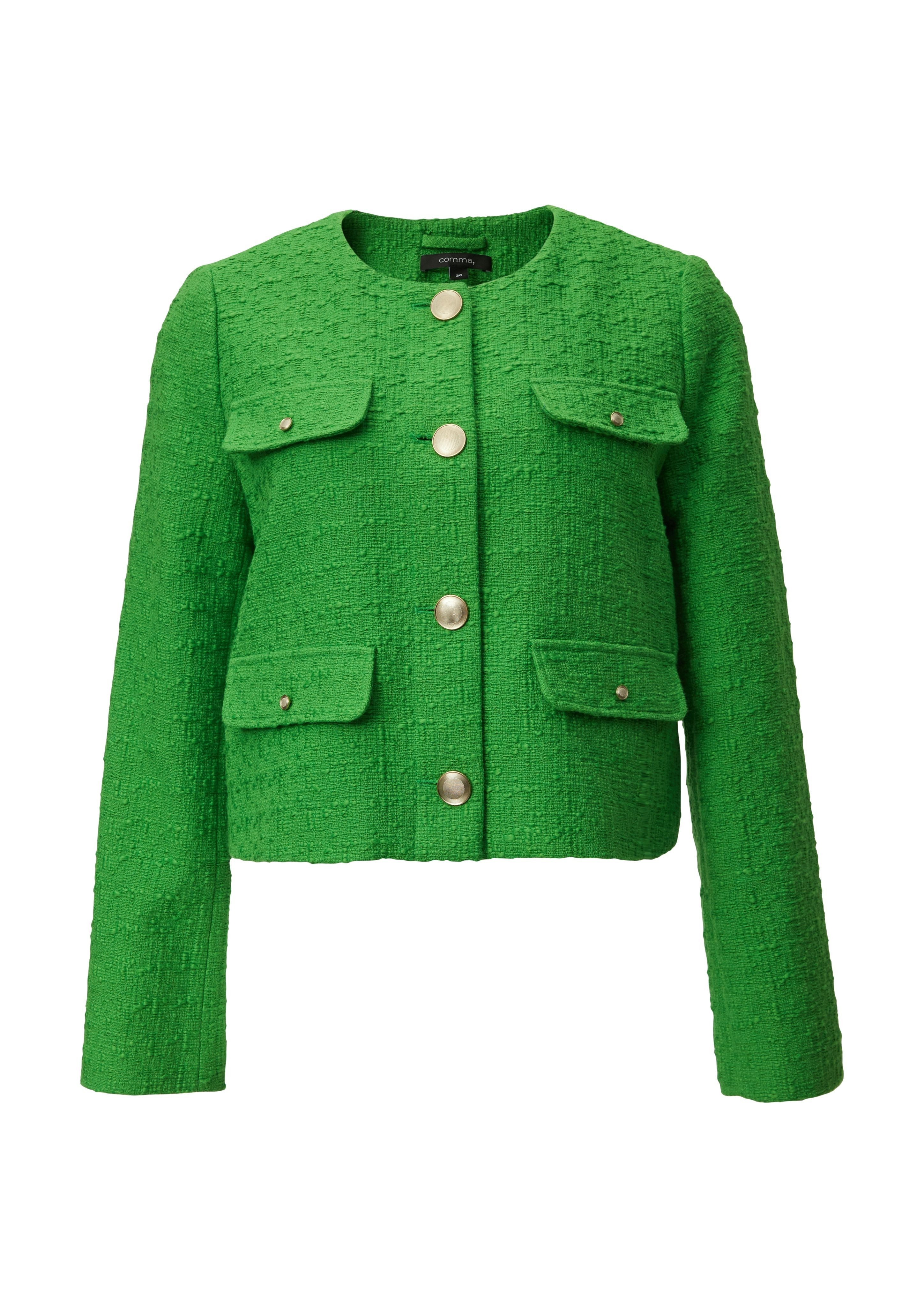 Comma Blusenblazer Kurze Bouclé-Jacke aus Baumwolle günstig online kaufen
