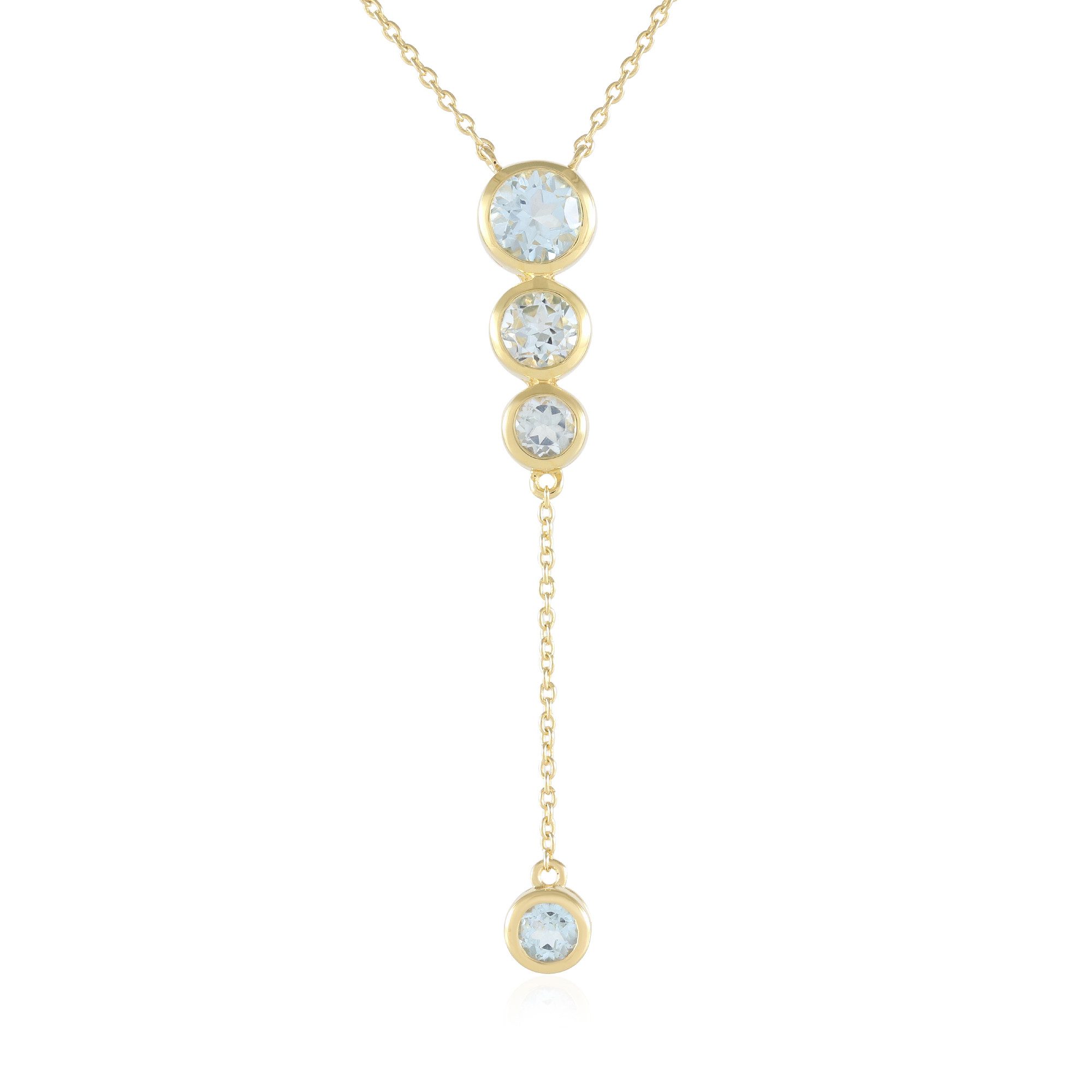 Cavill Silberkette Cavill vergoldetes Silbercollier 1,98 ct himmelblauer Topas rund (1-tlg)