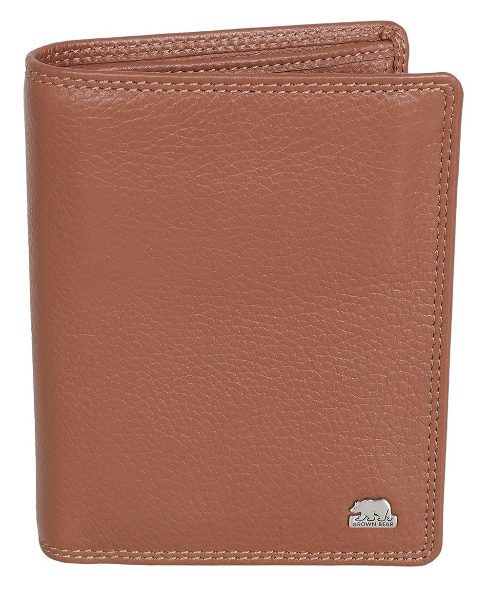 Brown Bear Geldbörse Classic 8005 D LF - Farbe: Braun-Camel, Brieftasche Lederbörse mit Münzfach RFID Schutz Braun Cognac