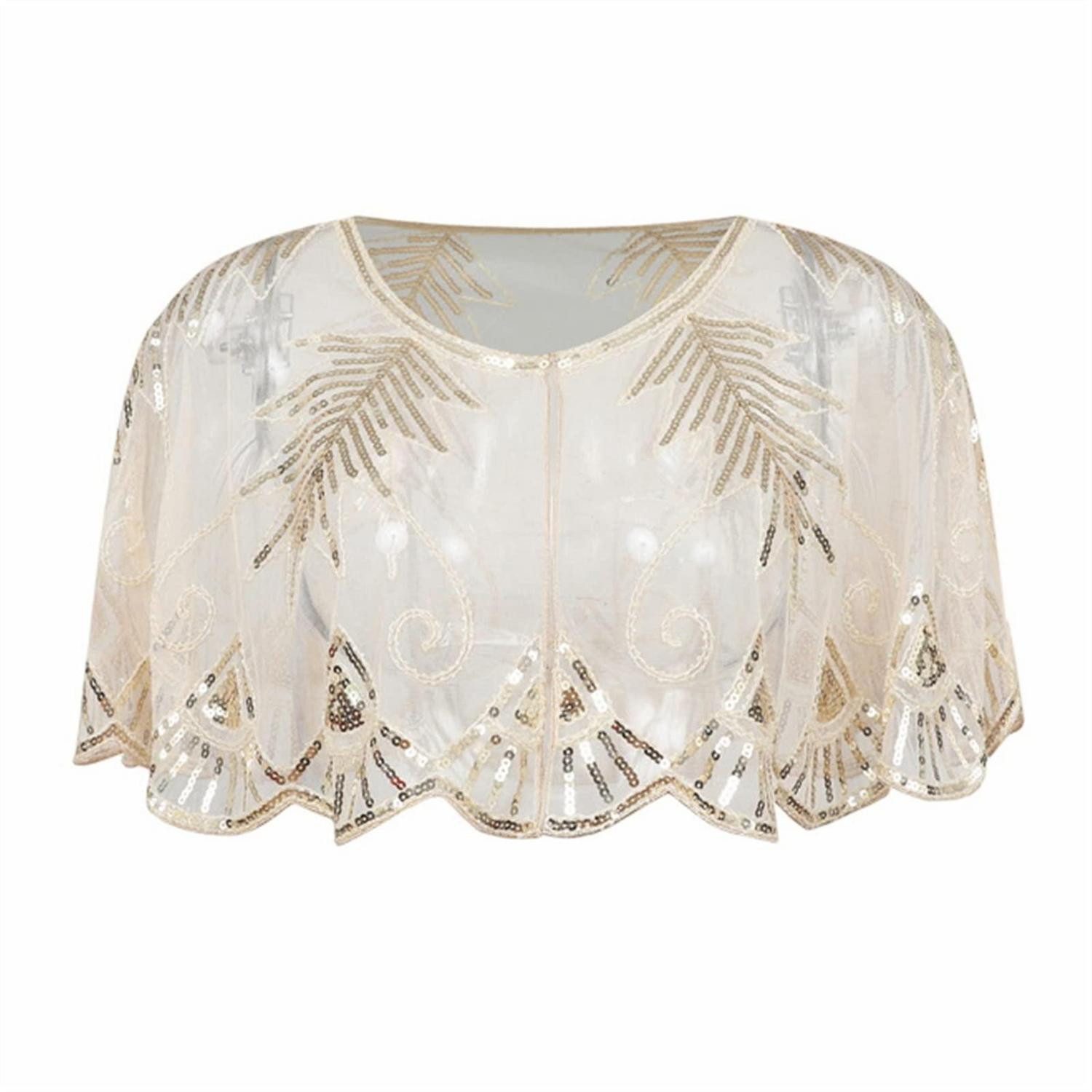 LuxusKollektion Modeschal Schal Abend Cape Pailletten Hell Gold, (1-St)