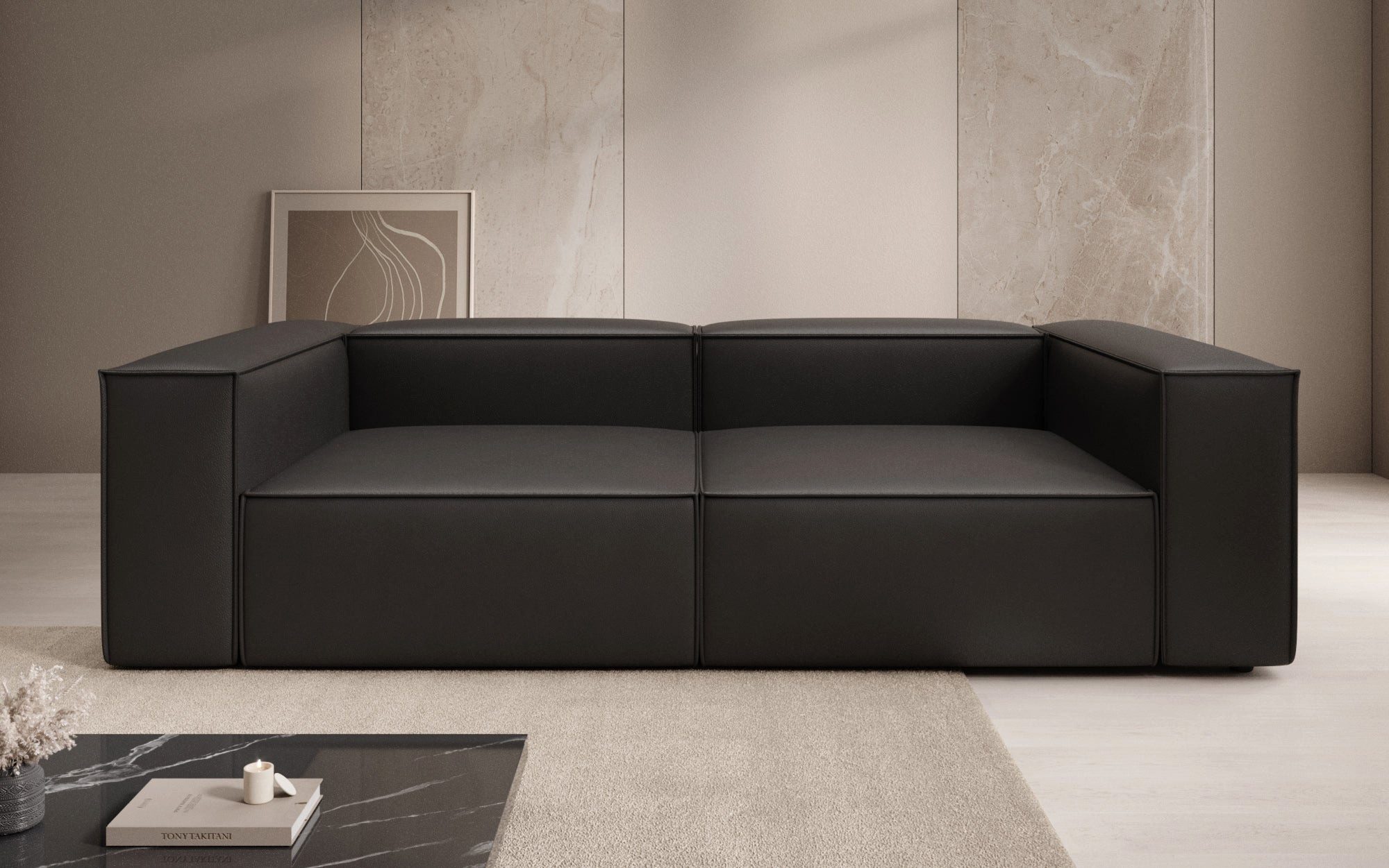 Luxusbetten24 Sofa Designer Sofa Lesley 3 Sitzer, mit Bezug aus Echtleder