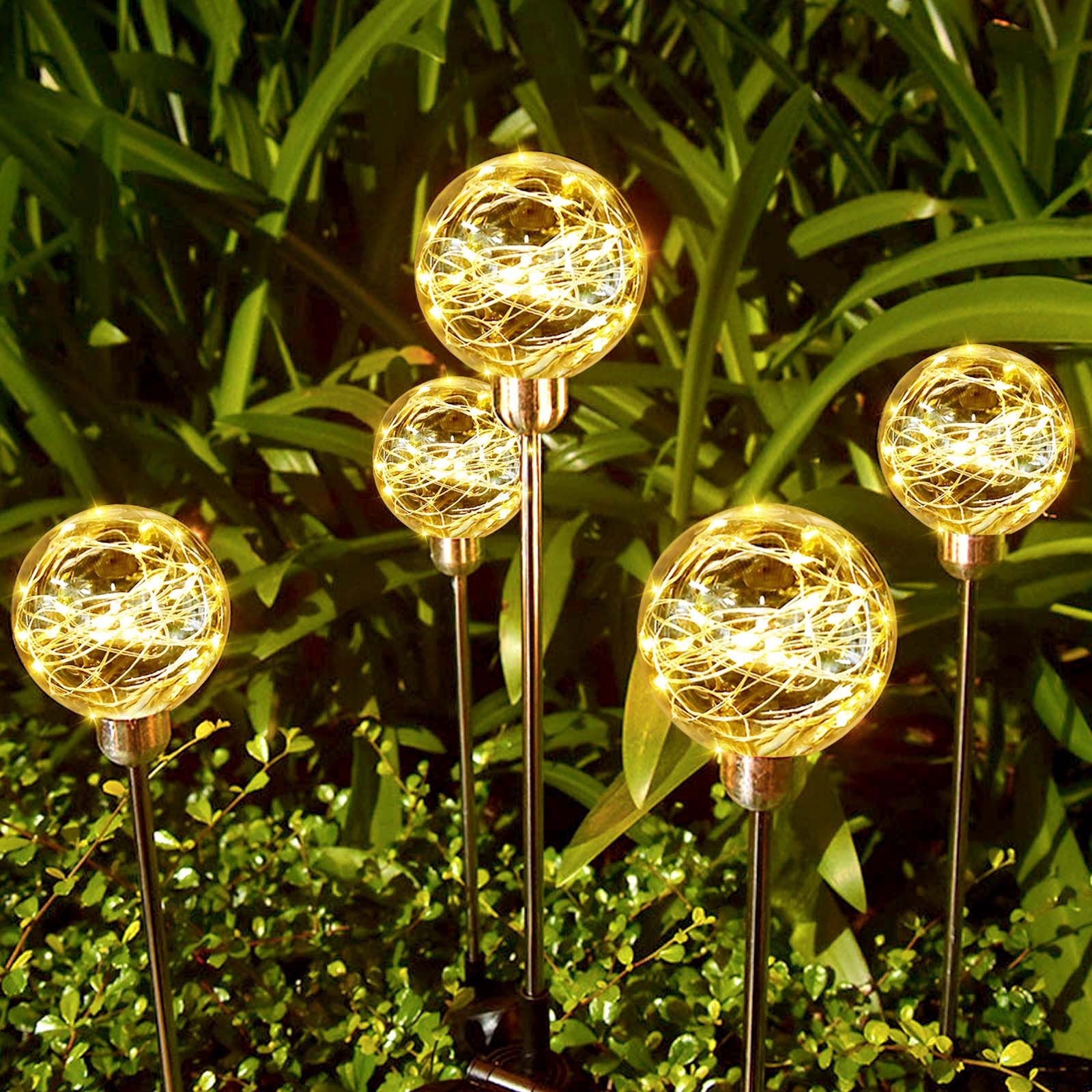 LED Solarleuchte 2er Set LED Solarleuchte Kugelerdspiess LED Kugel Gartenleuchte