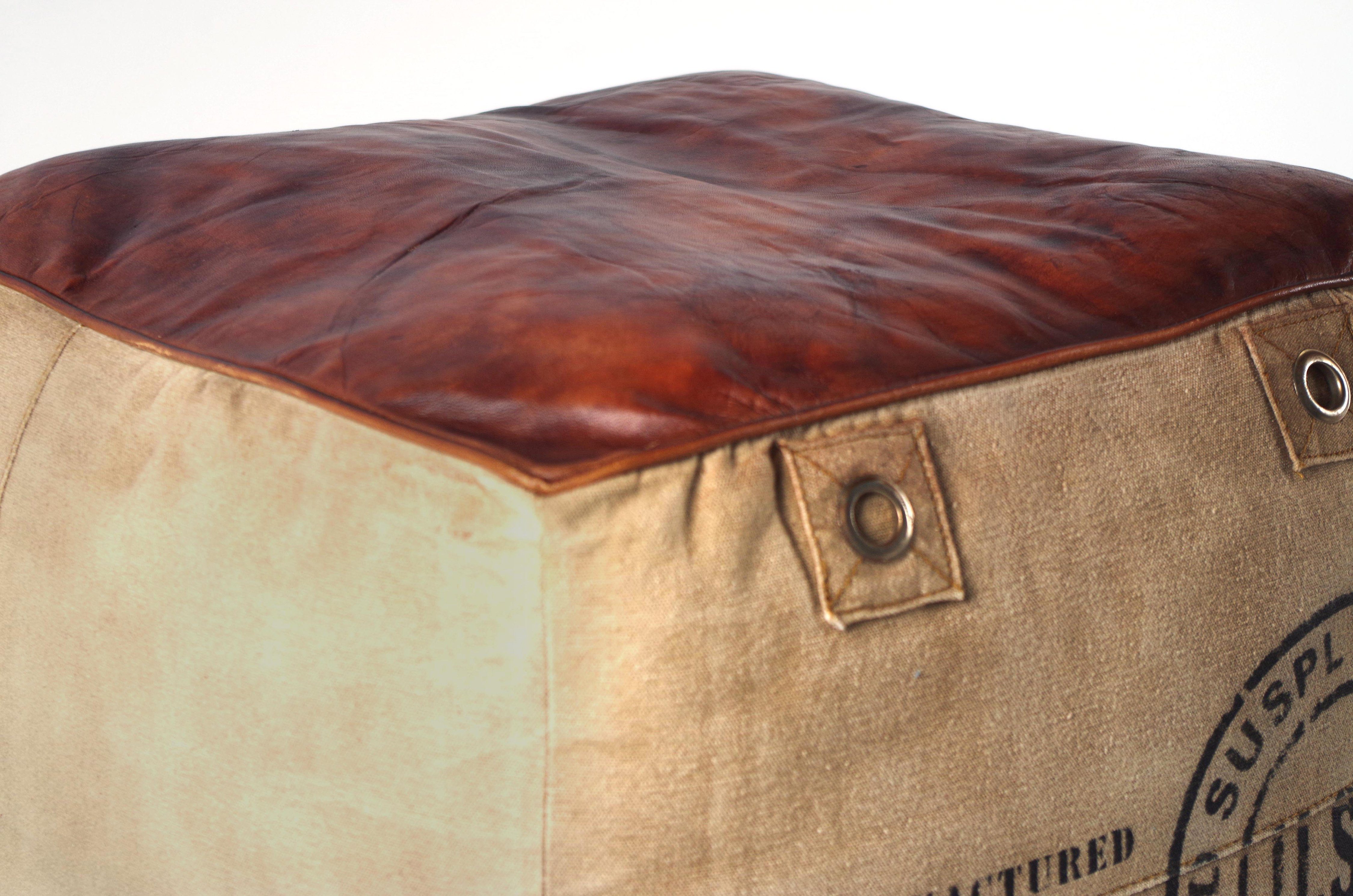 Kobolo Sitzwürfel Sitzpouf CANVAS quadratisch mit Aufdruck (1 Stück, Kunstlederapplikationen) – Bild 4 von 5