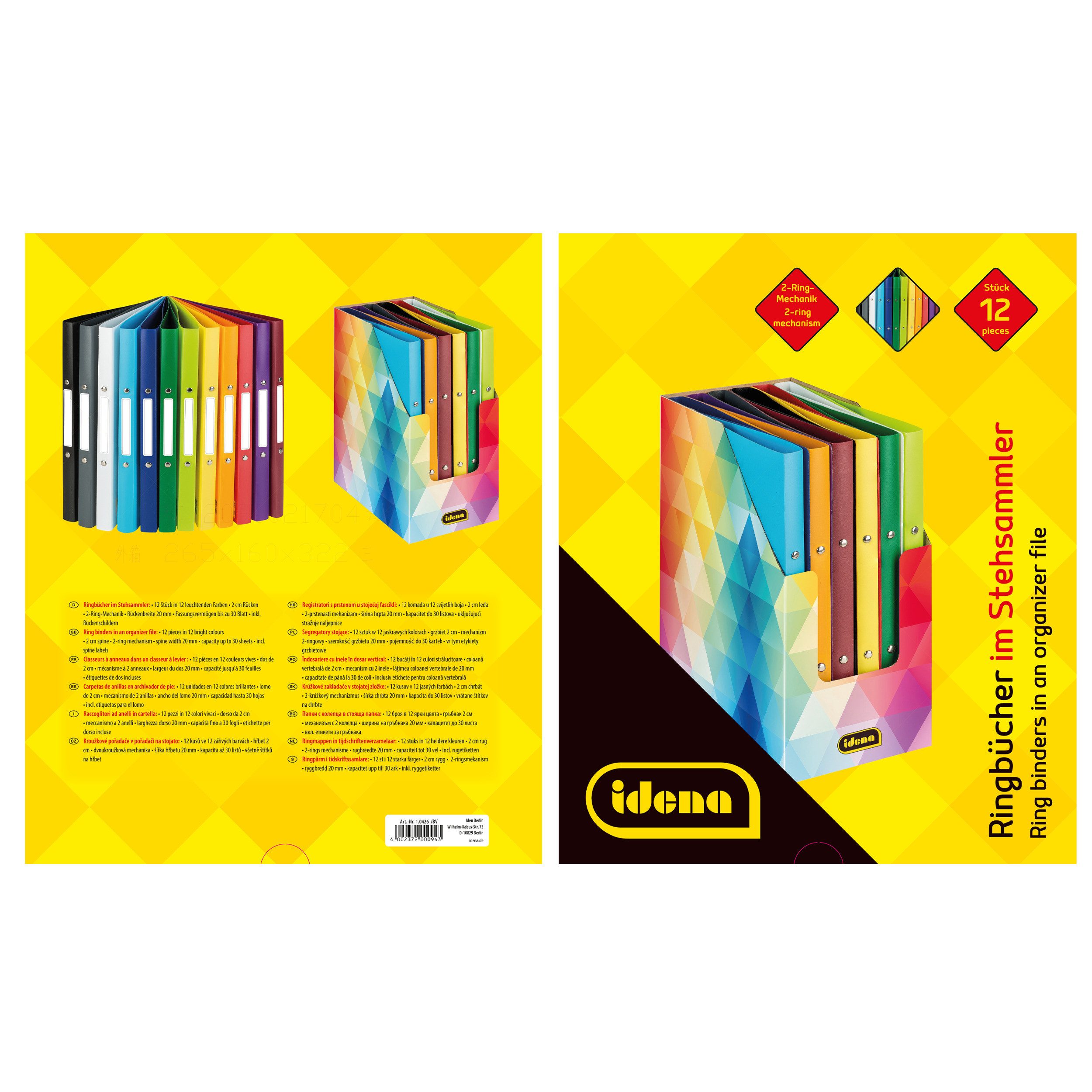 Idena Ringbuchmappe Idena Display Ringbuch inkl. Rückenschilder und Stehsammler DIN A4 12