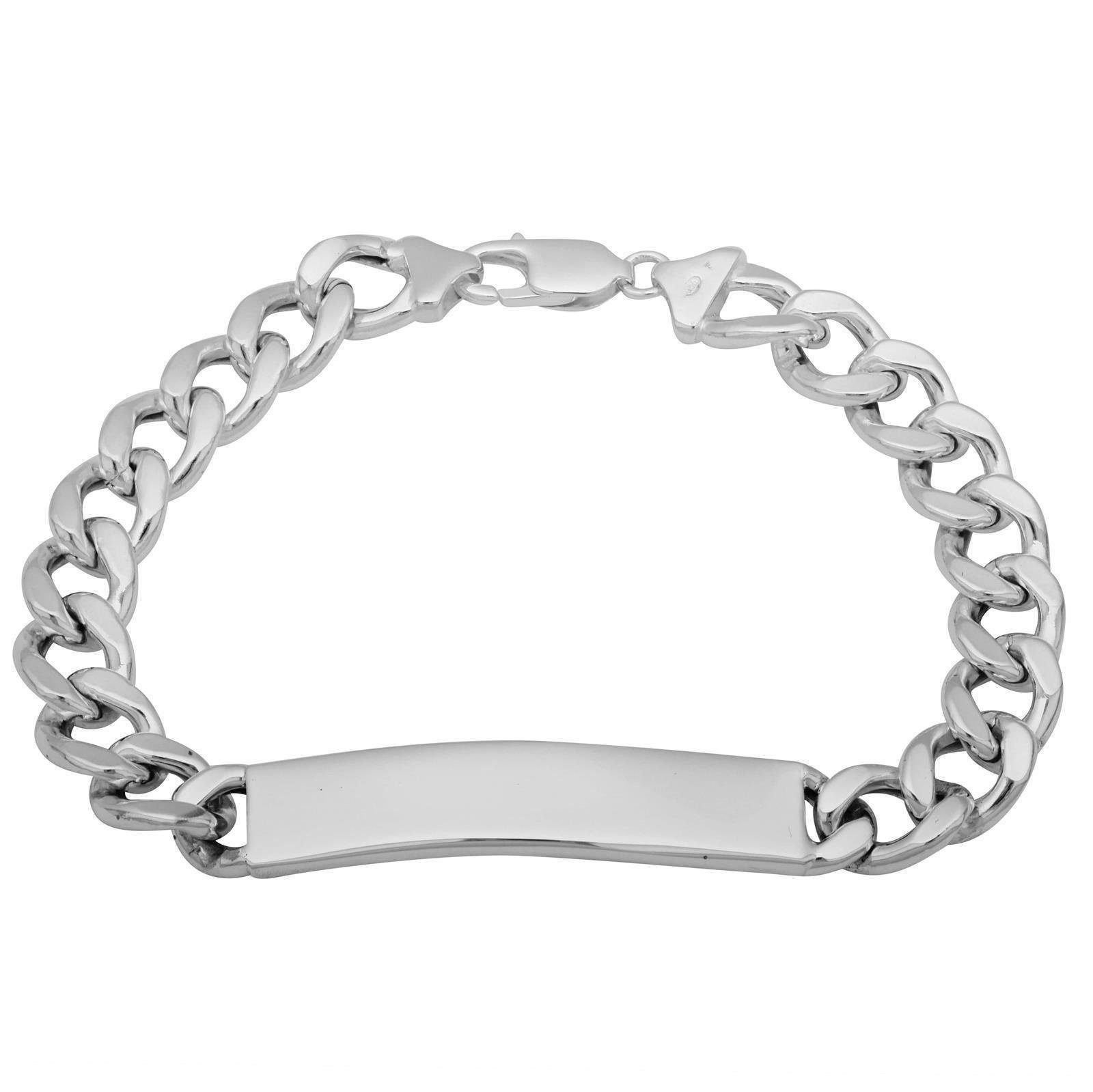 Tony Fein Armband mit Gravur Gravurpanzerarmband Breite Massive Platte 925er Sterling Silber Massiv, Made in Italy für Damen und Herren