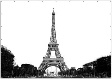 Wallario Sichtschutzzaunmatten Eiffelturm in Paris - schwarz weiß