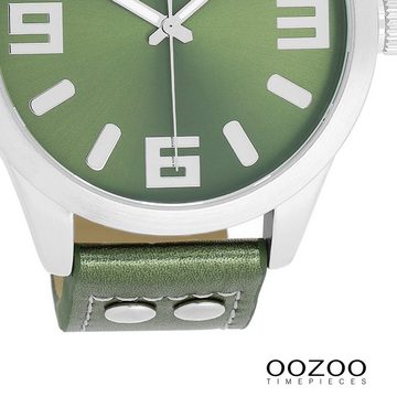 OOZOO Quarzuhr Oozoo Damen Armbanduhr Timepieces Analog, (Analoguhr), Damenuhr rund, extra groß (ca. 46mm) Lederarmband, Fashion-Style