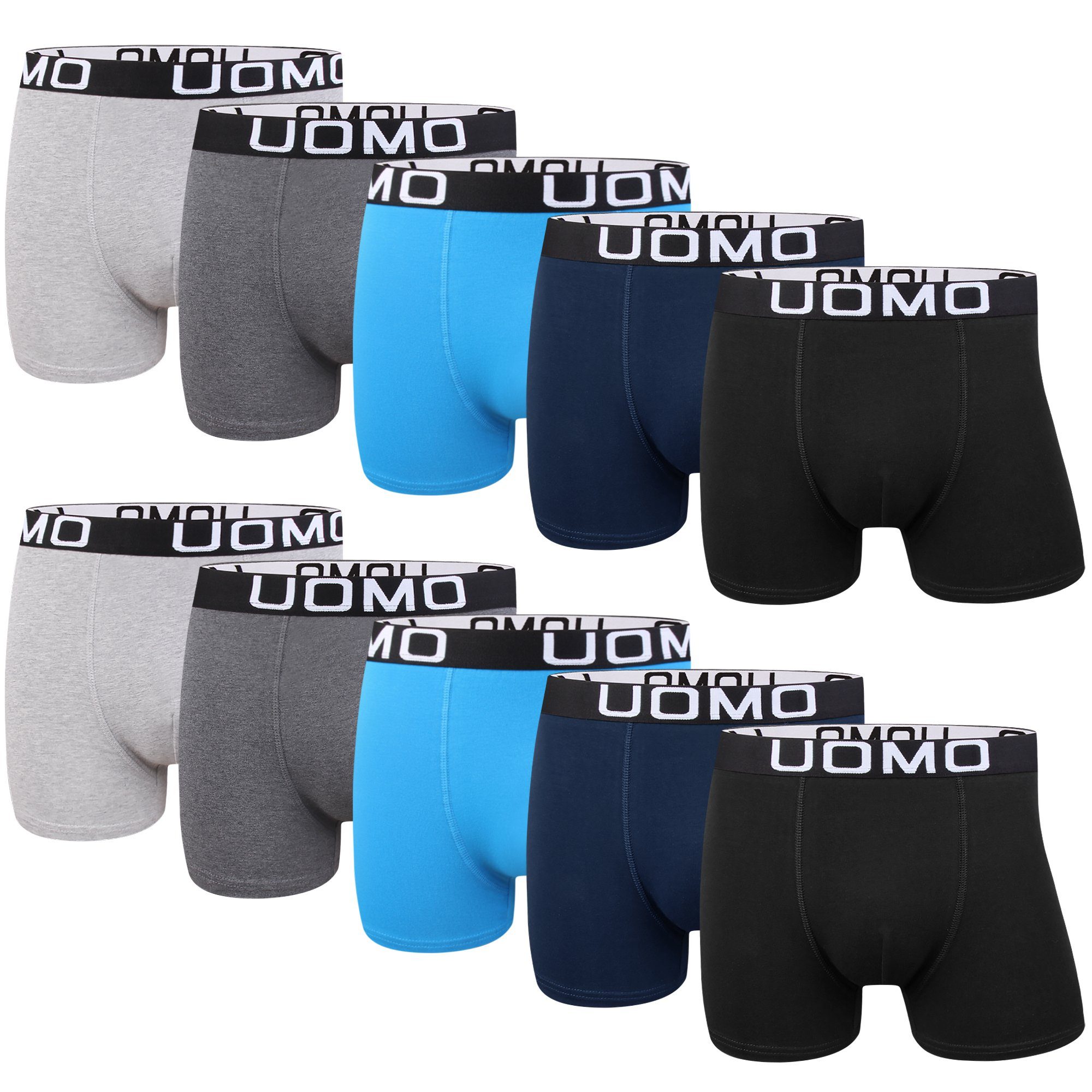 L&K Boxershorts 1116 (10er-Pack) Herren Boxershorts aus Baumwolle verschienden Farben Mehrfarbig