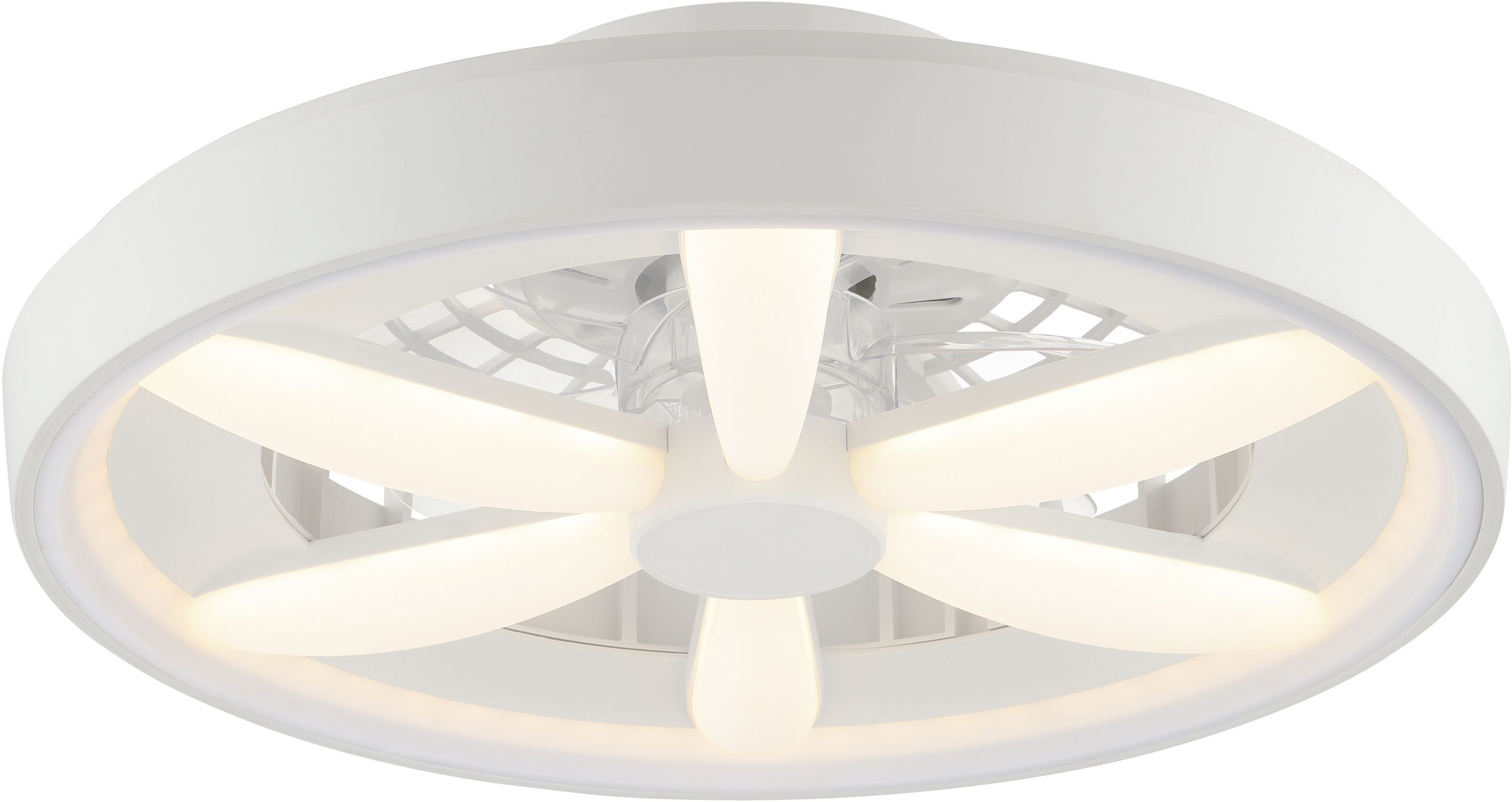 Hanseatic LED Deckenleuchte DLV2205, CCT - über Fernbedienung, Dimmfunktion, Ventilatorfunktion, LED fest integriert, RGB, warmweiß - kaltweiß, LED Ventilator, Ø 48 cm, 6400 lm, dimmbar, Fernbedienung