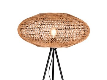 meineWunschleuchte LED Stehlampe, Dimmfunktion, LED wechselbar, warmweiß, ausgefallene moderne Tripod Korblampe dimmbar Dreibein Boho Höhe 150cm