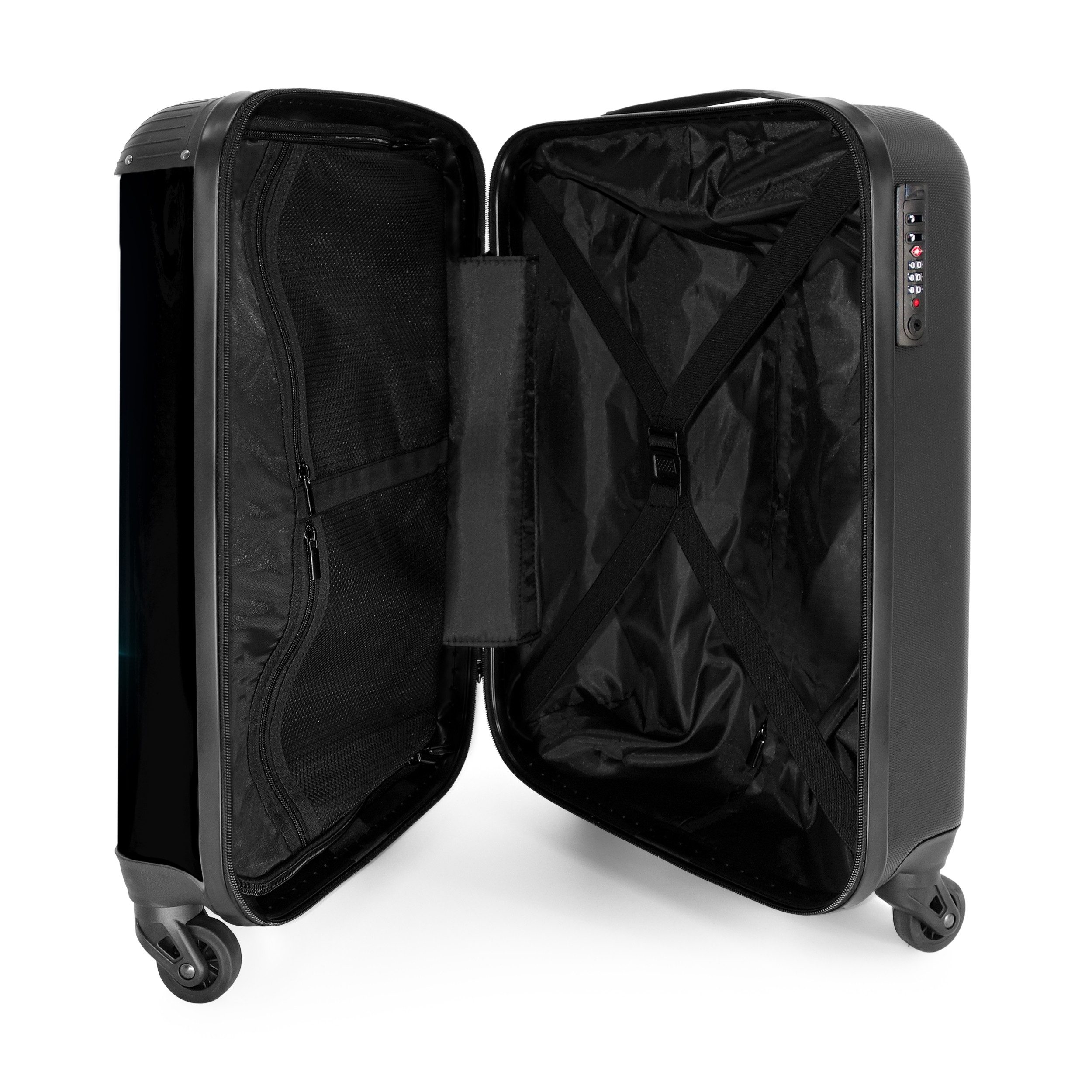 NoBoringSuitcases.com© Kinderkoffer Neontraktor auf schwarzem Hintergrund 55x35x20cm, Handgepäck Koffer, Hartschalenkoffer Kinder, Reisekoffer Jungen – Bild 4 von 5