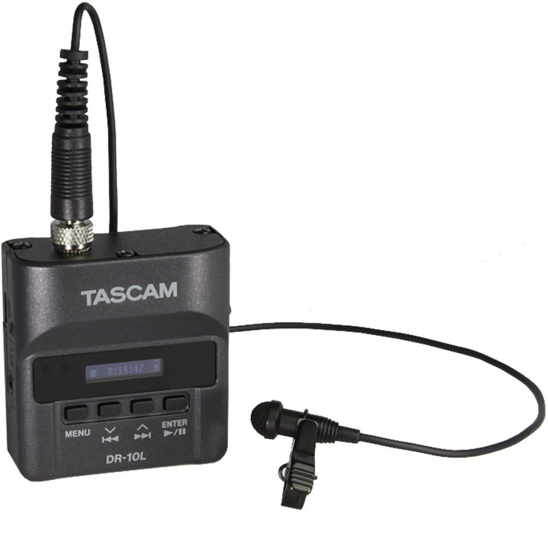 Tascam DR-10L Audio-Recorder mit Lavalier-Mikrofon Digitales Aufnahmegerät