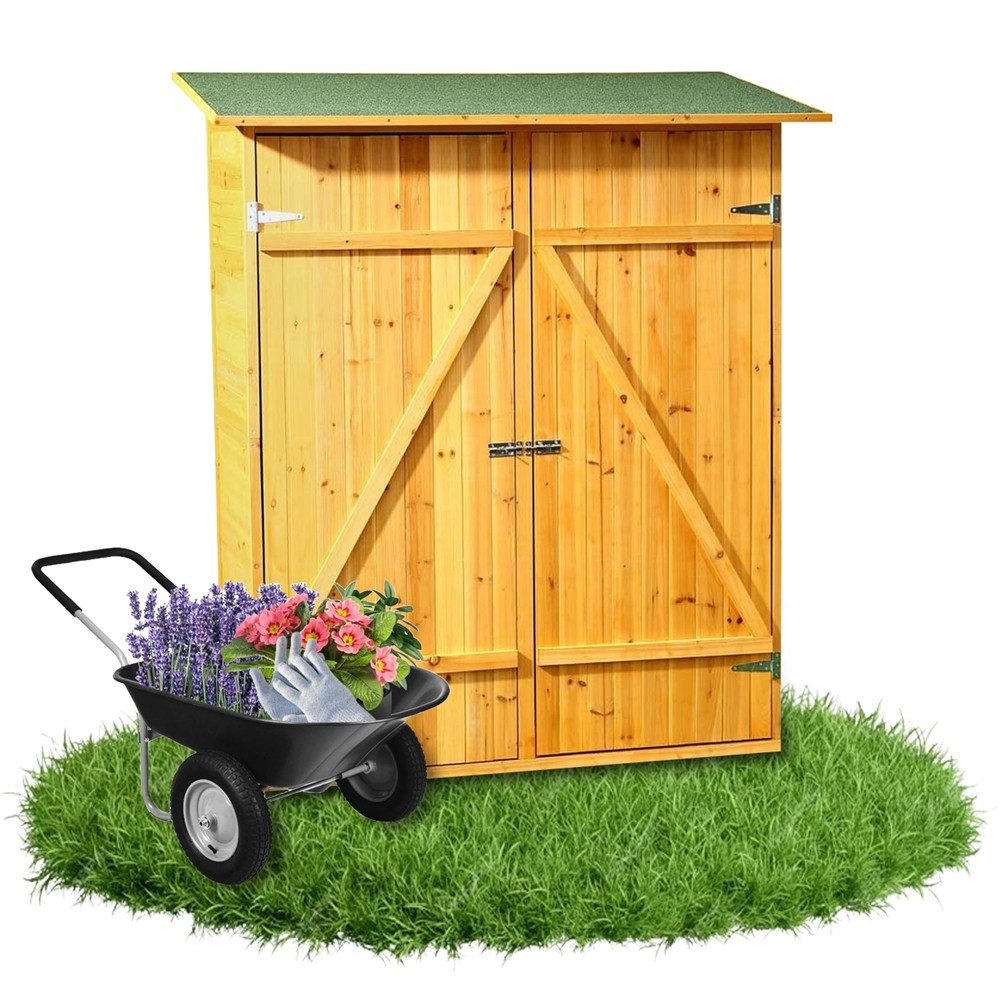 Melko Gerätehaus Gartenhaus Gartenschrank Geräteschuppen Holz 162x140x75CM, BxT: 140x75 cm, (Stück), Witterungsbeständig