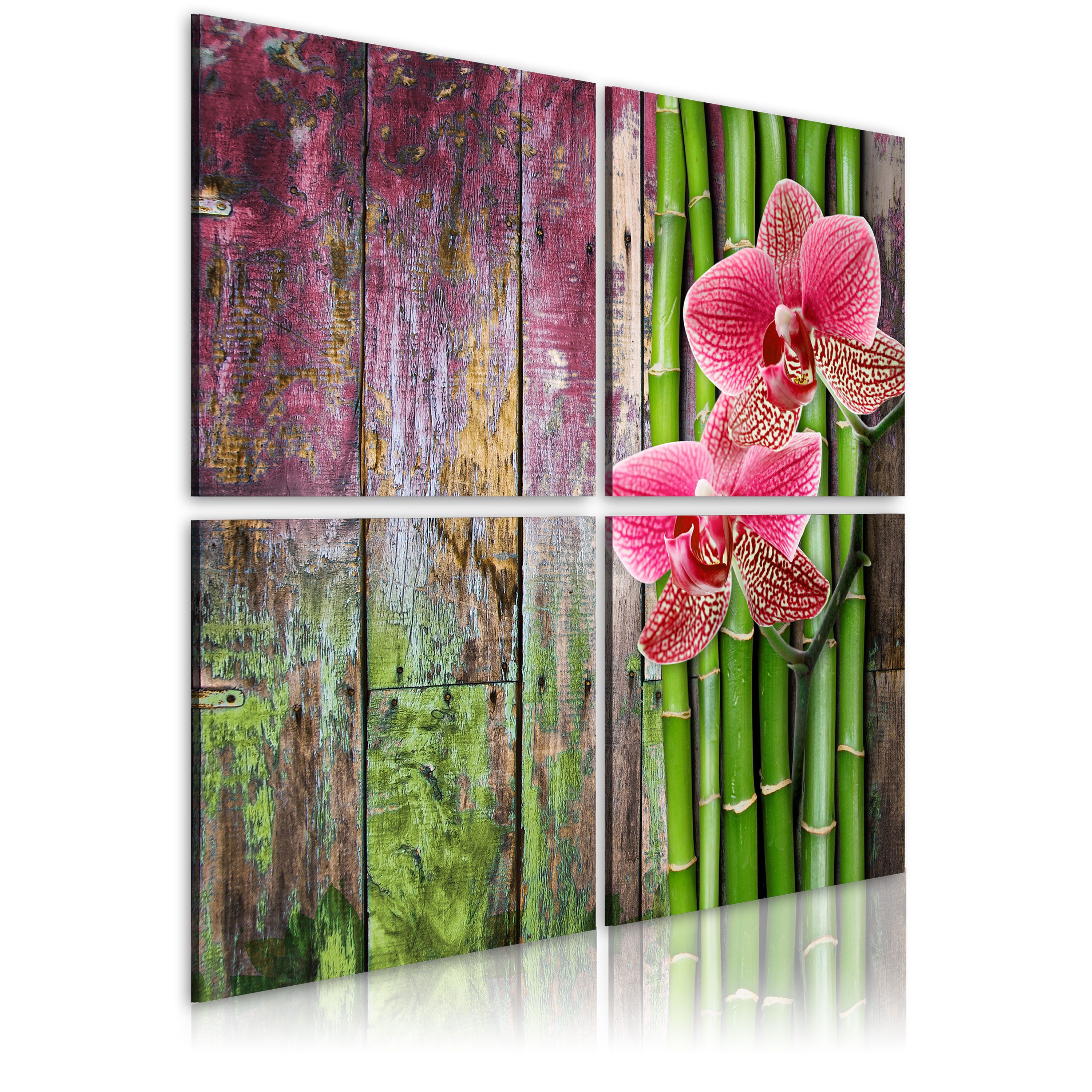 Wandbild Bambus und Orchidee