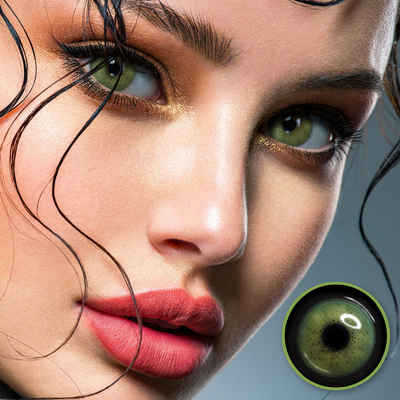 LuxDelux Farblinsen Lime Green - Hellgrüne Farbige Kontaktlinsen mit und ohne Stärke, Weiche Farblinsen
