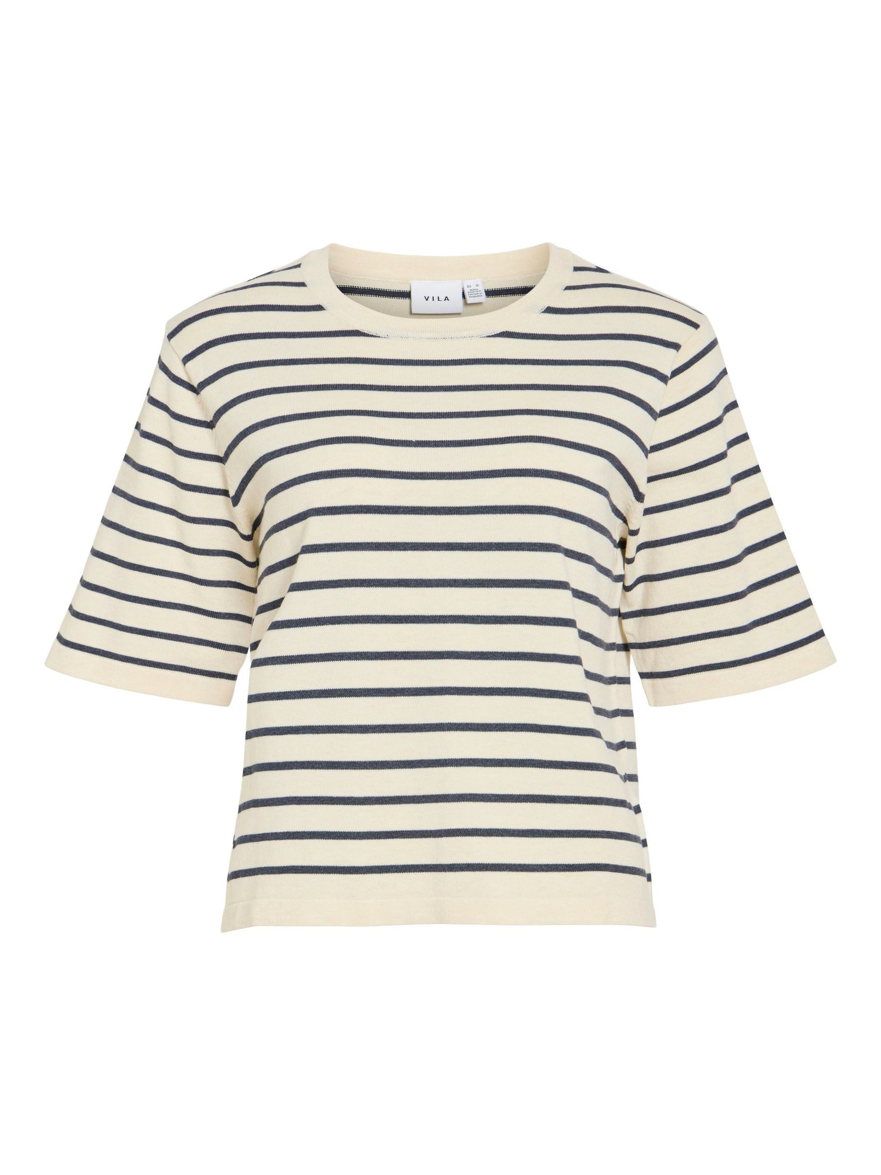 Vila T-Shirt Einfarbiges Stricktop Kurzarm Lockerschnitt Rundhals (1-tlg) V günstig online kaufen