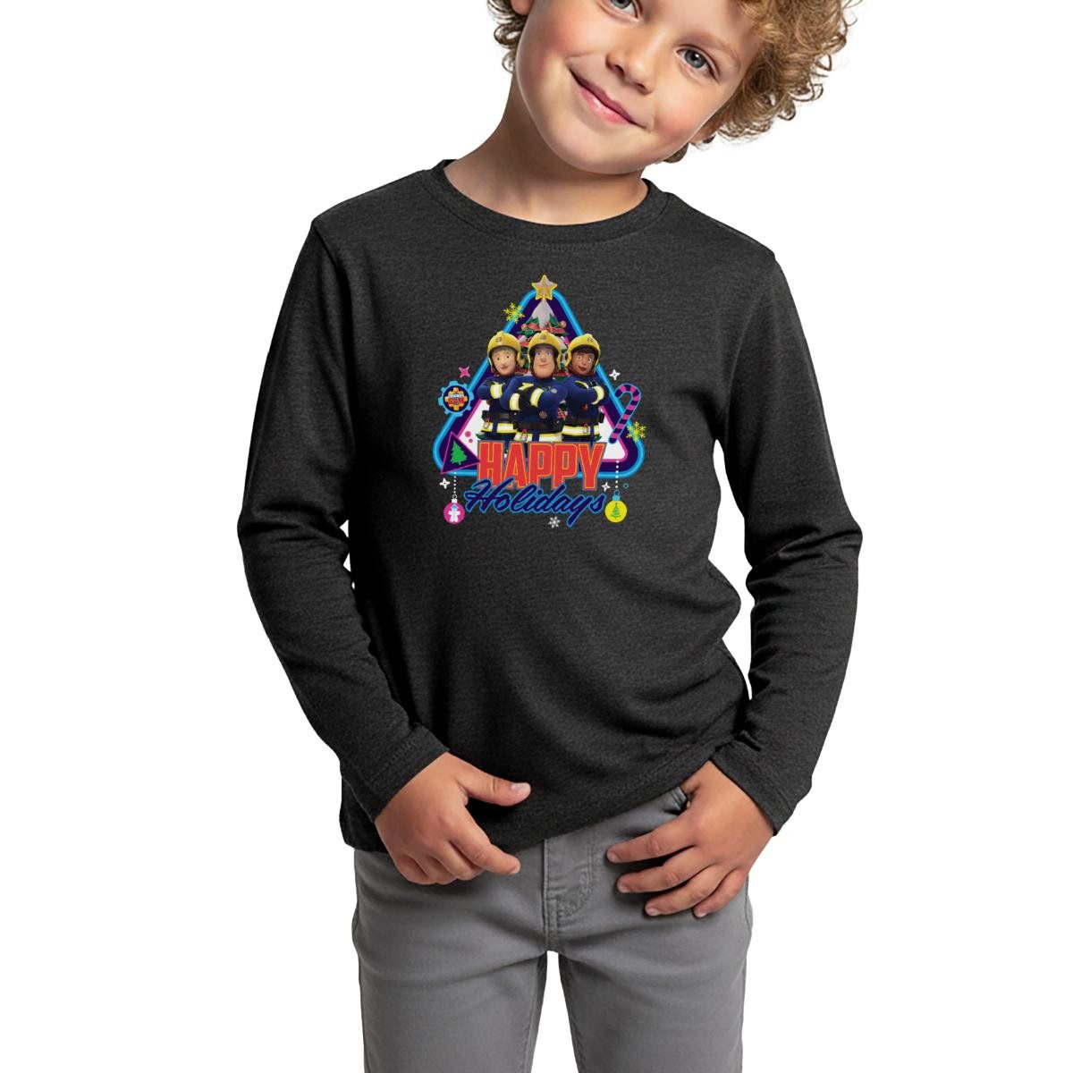 T-Shirt Feuerwehrmann Sam™ Happy Holidays From The Team Kinder Premium Langarm