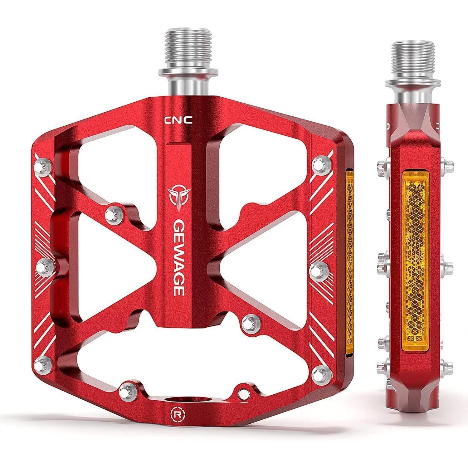 LuxusKollektion Plattformpedale Fahrradpedale Aluminium rot mit Reflektoren