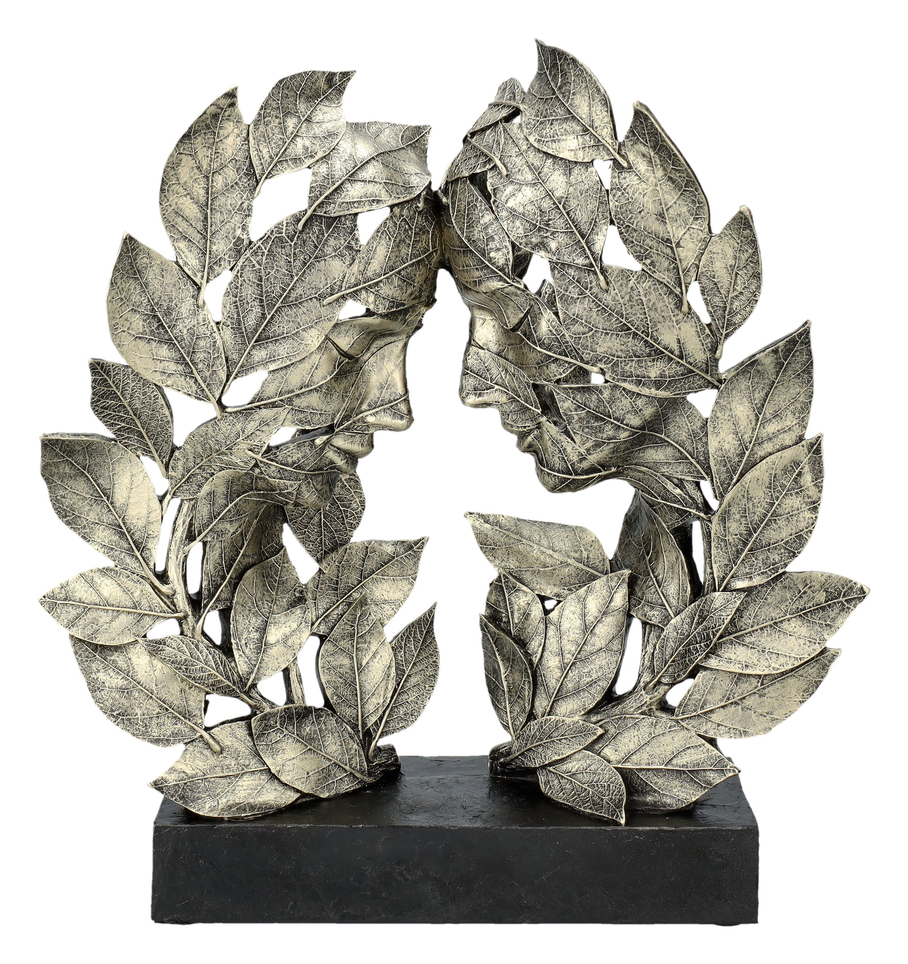 Figuren Shop GmbH Dekofigur Skulptur aus Blättern - Natürliche Emotion - Liebe - Blattfigur Paar