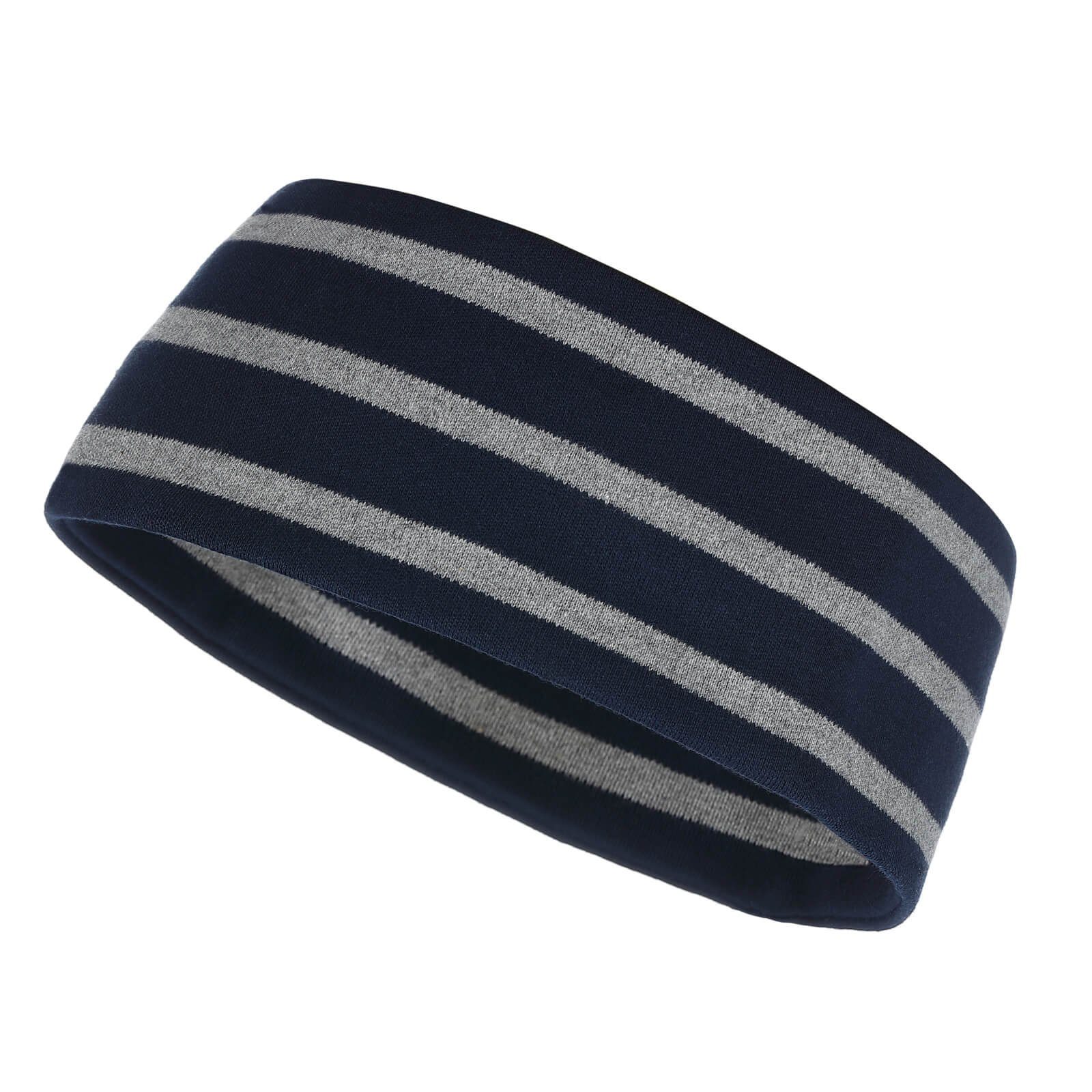 modAS Stirnband Unisex Kopfband Maritim für Kinder und Erwachsene zweilagig Baumwolle (56) blau / graumelange