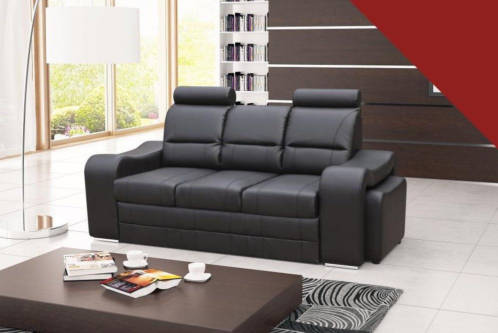 JVmoebel Sofa Schlafcouch mit Bettfunktion und Stauraum in Grau und Schwarz, Made in Europa