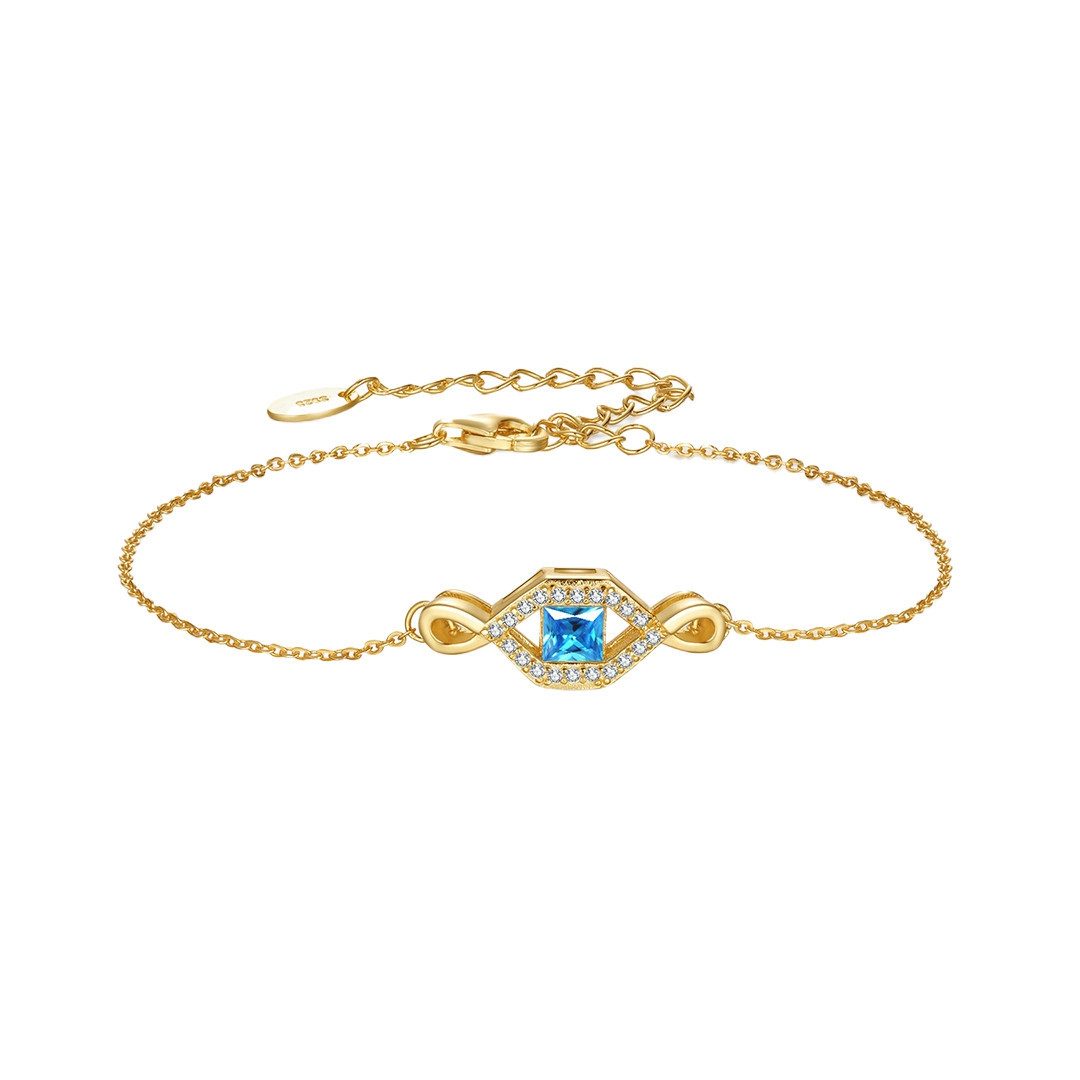 Suzan Gold Silberarmband InfinityBlue – Zartes Armband mit blauen Zirkonia-Akzenten