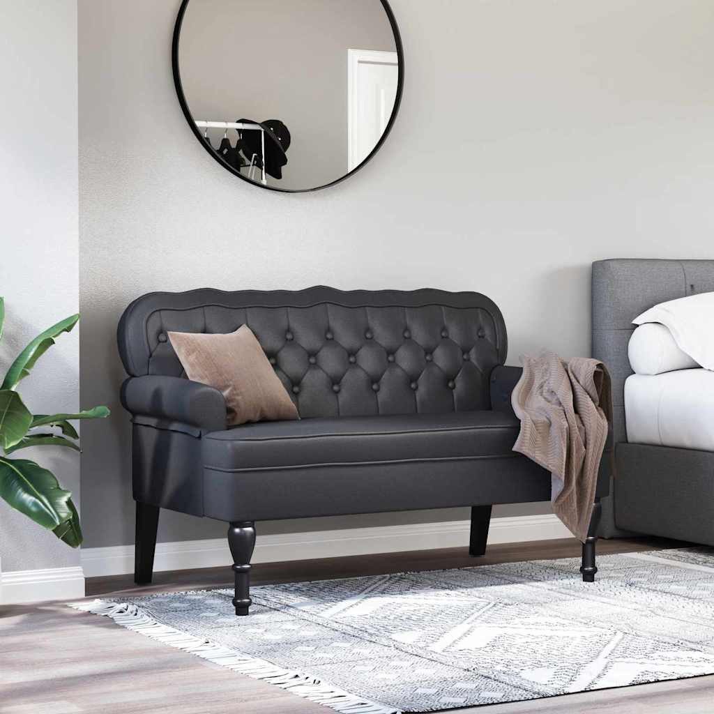 vidaXL Sitzbank Chesterfield Bank Schwarz 119,5 x 64,5 x 75 cm Kunstleder (1-St) – Bild 3 von 5