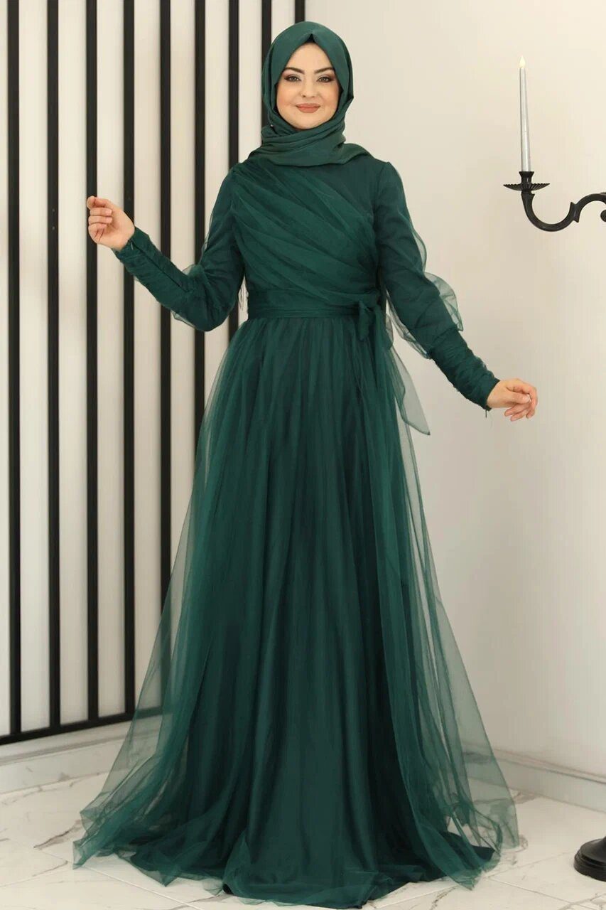 Modavitrini Tüllkleid Langärmliges Maxikleid Damen Muslimisches Abendkleid günstig online kaufen