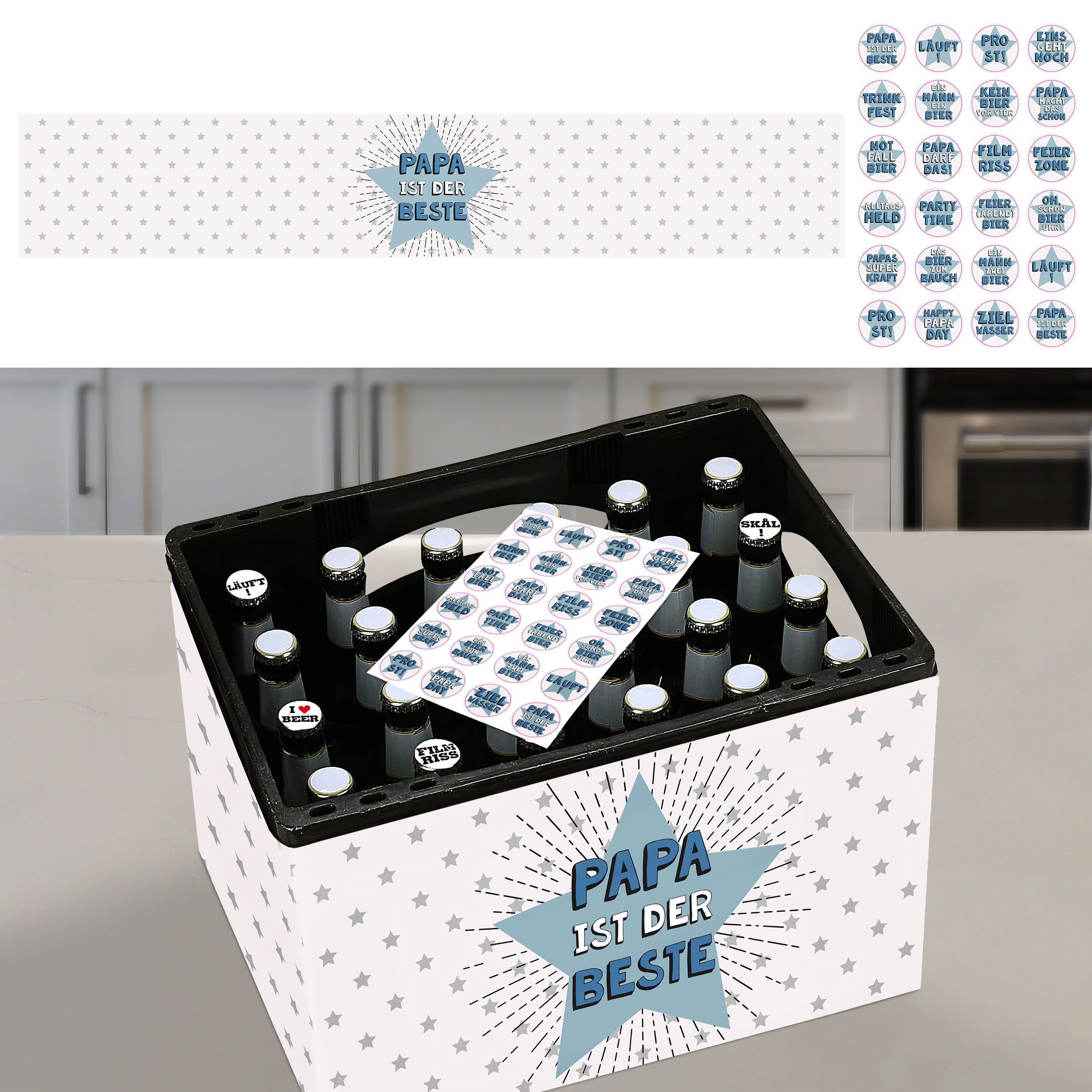 Verkäufe und Einkäufe CEPEWA Geschenkpapier Bastelset ist der DIY Papier Banderole Beste' Bierkasten 'Papa L140cm
