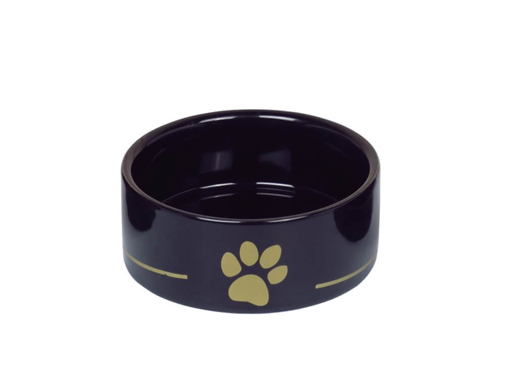 Nobby Futternapf Keramik Napf "Golden Paw", schwarz, 0,25l