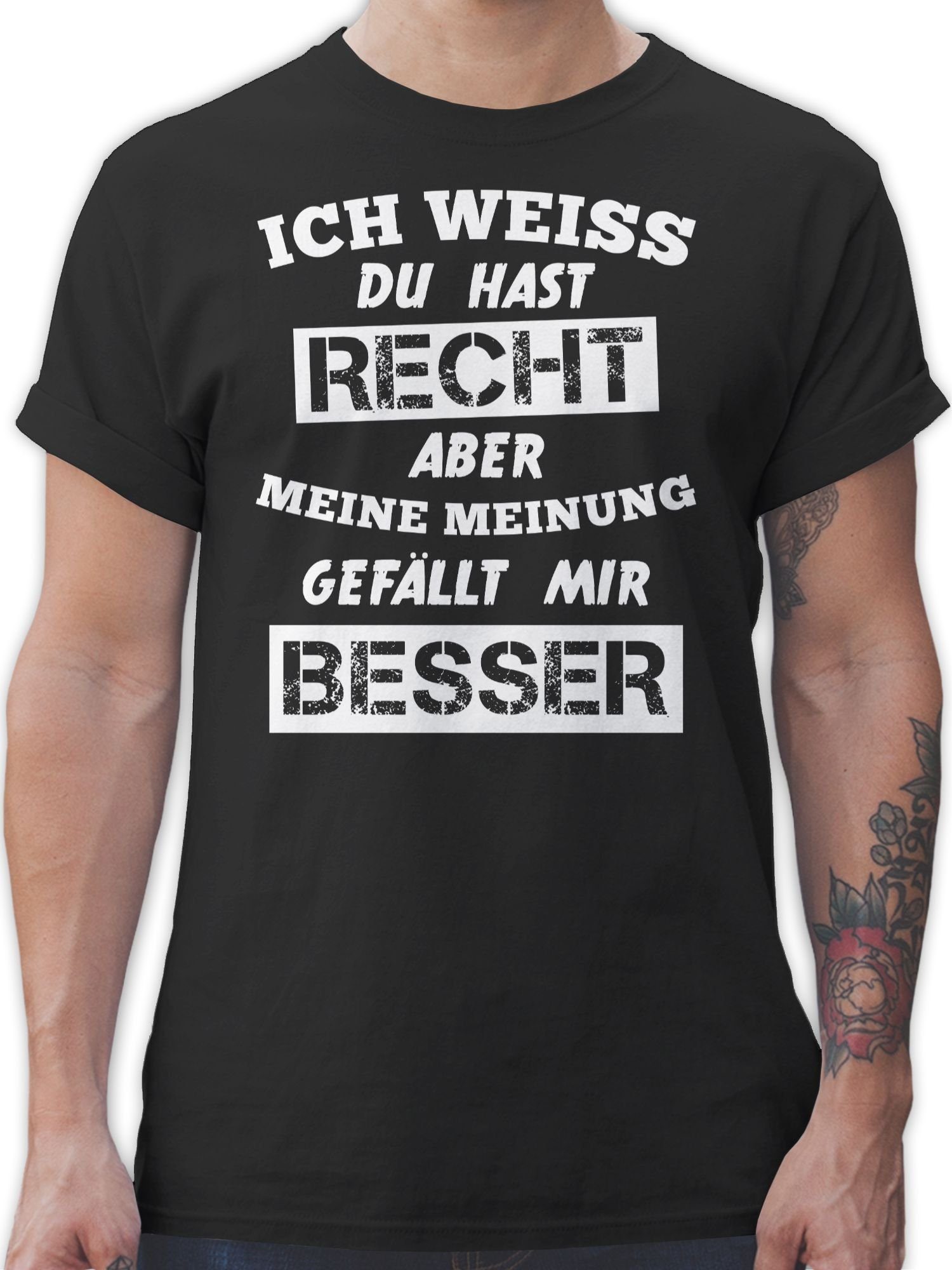 Shirtracer T-Shirt Meine Meinung Besserwisser Sprüche Statement mit Spruch 1 Schwarz