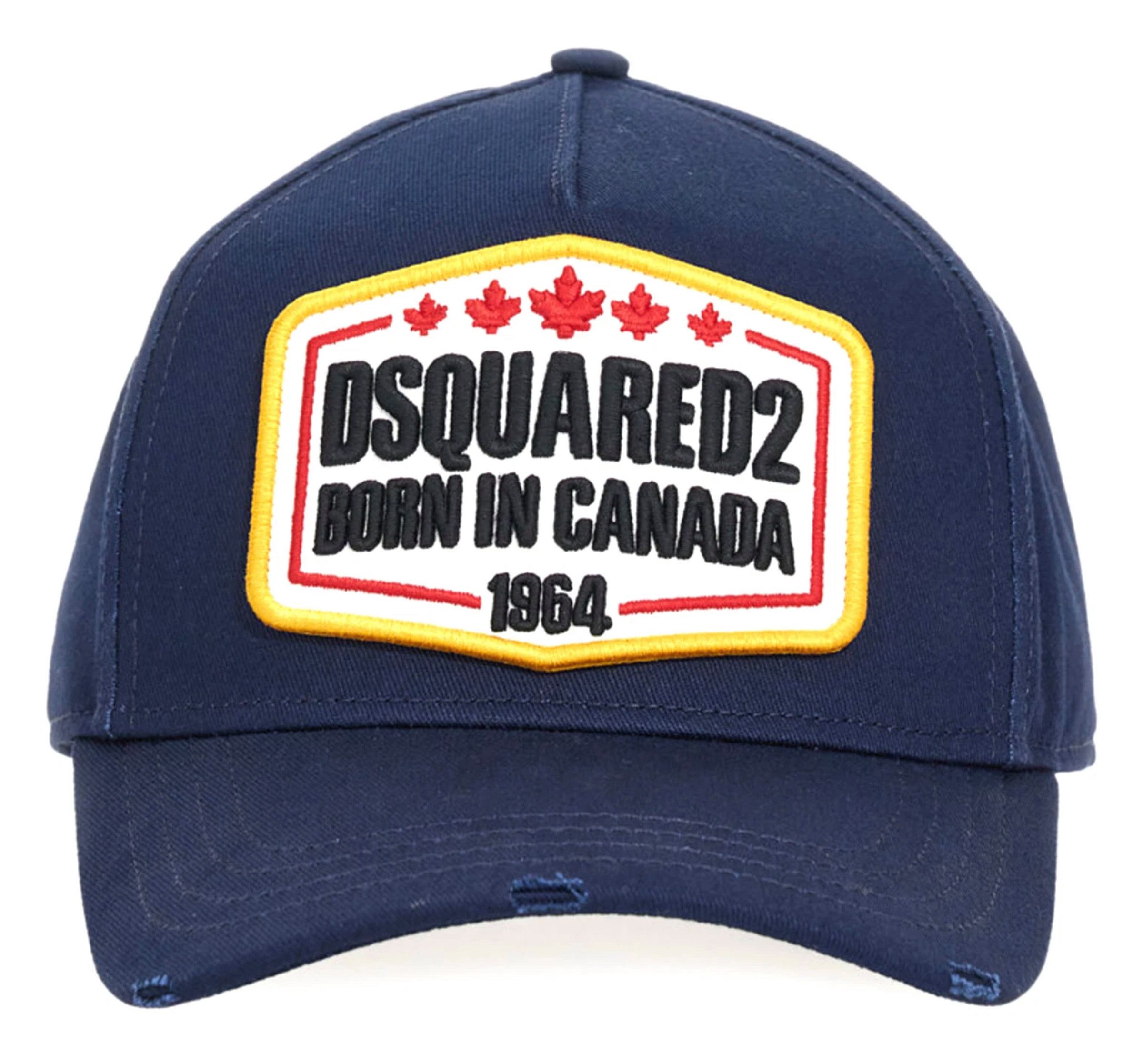 Dsquared2 Baseball Cap Born in Canada Icon Retro Basecap Cap Mütze Basebalkappe Verstellbarer Riemen, Bestickte Patches