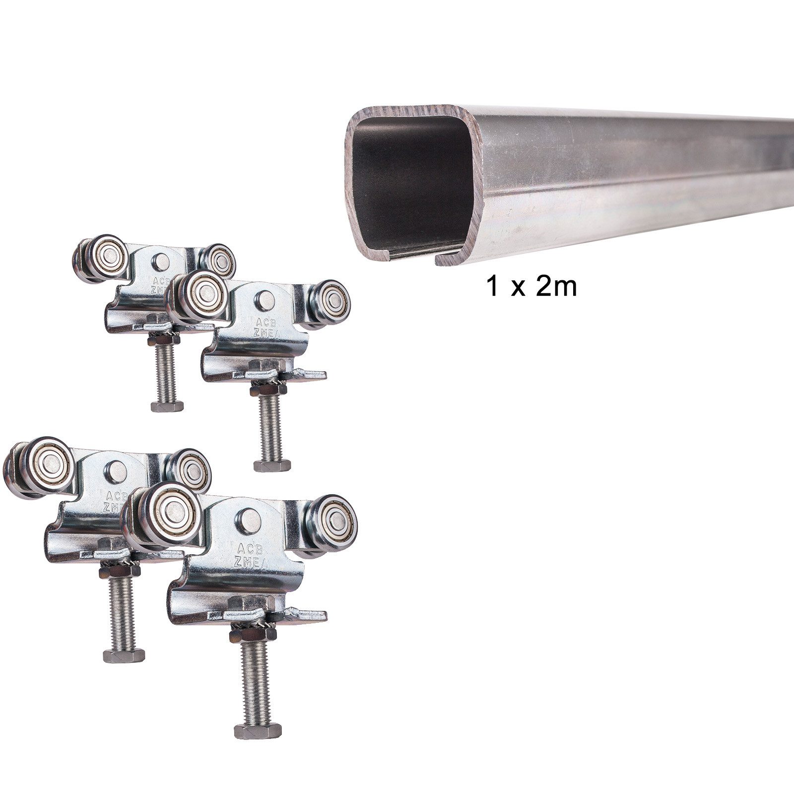 ATTAS Laufschienenprofil Laufwerkset Profi-Line geteilt (Geteilte Lieferung (maximal 2 Meter Schiene am Stück)