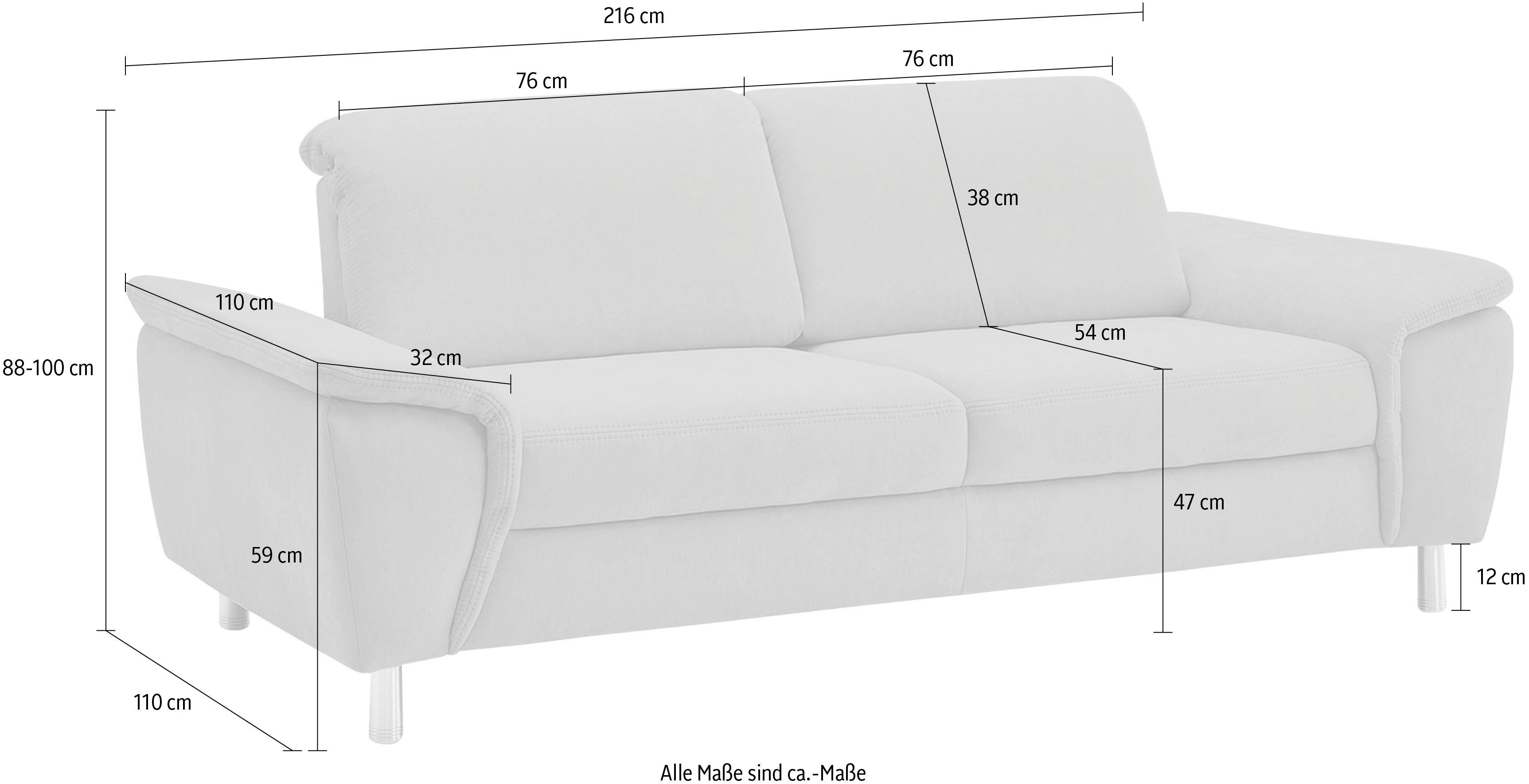 CALIZZA INTERIORS und inklusive 2,5-Sitzer Kopfteilverstellung Jade, Sitztiefenverstellung
