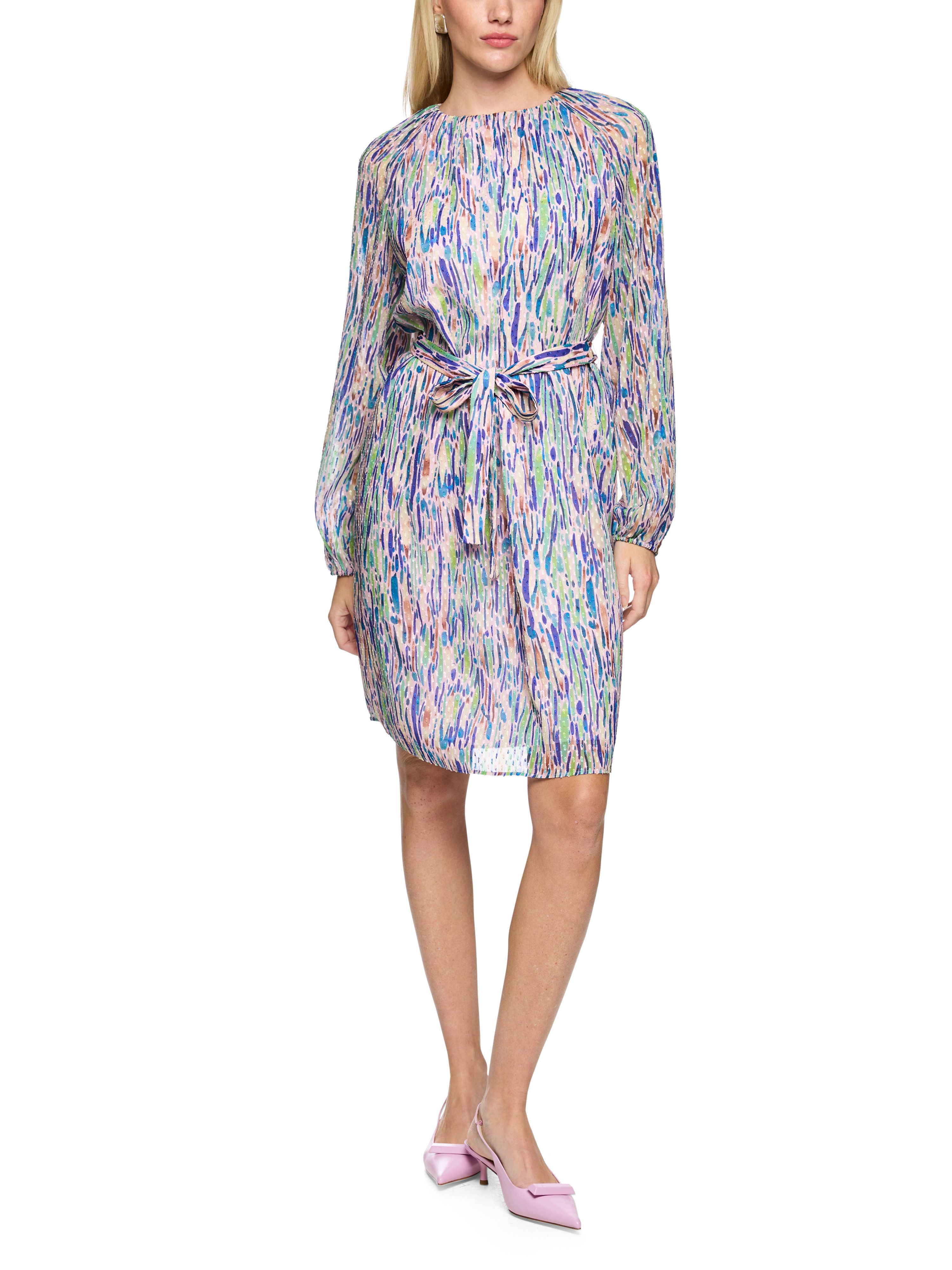 Marc Cain Midikleid Spring Fling Premium Damenmode mit Bindegürtel, mit buntem Confetti-Print