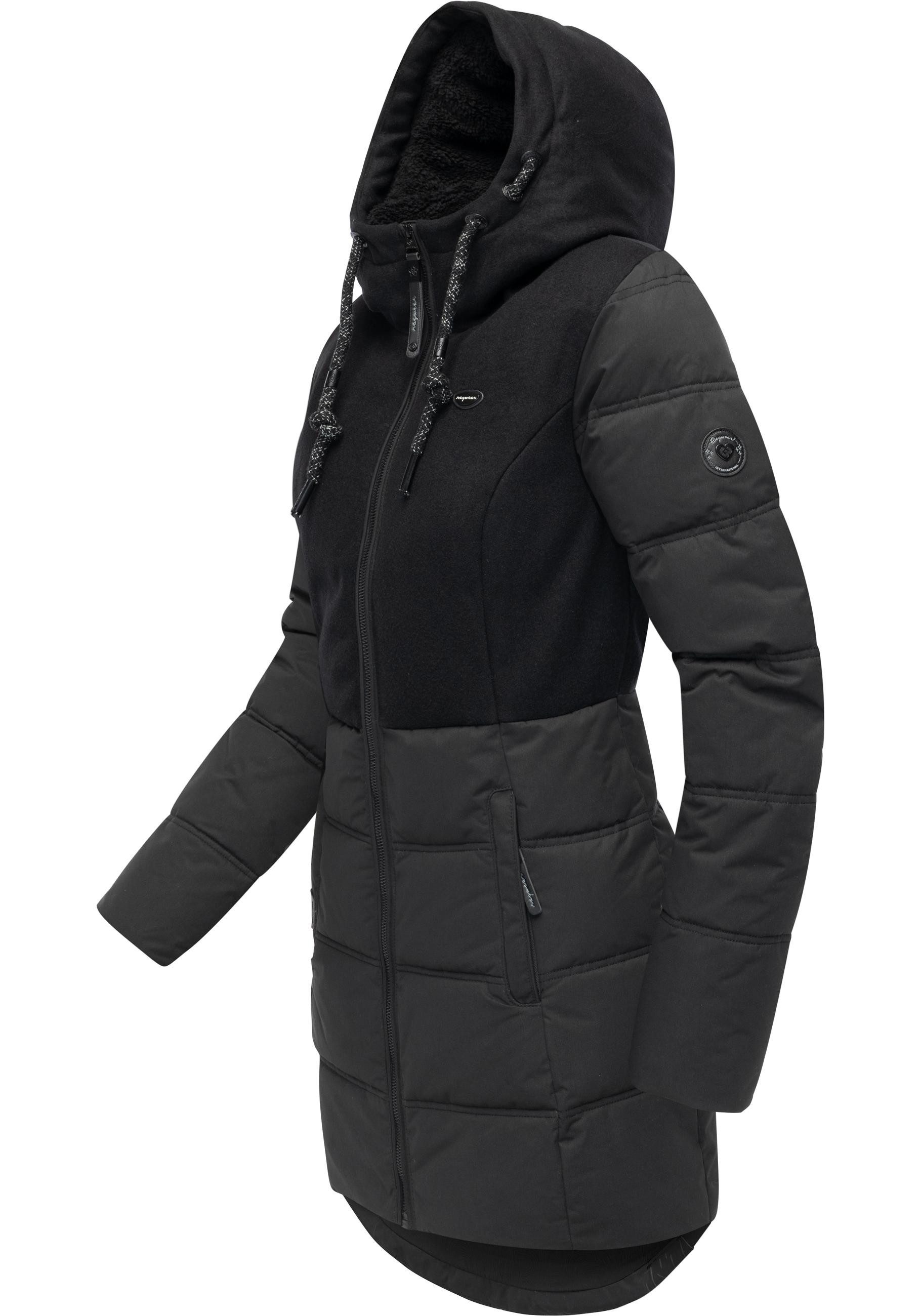 Ragwear Winterjacke Ashani Block Intl. stylischer Winterparka mit gefütterter Kapuze
