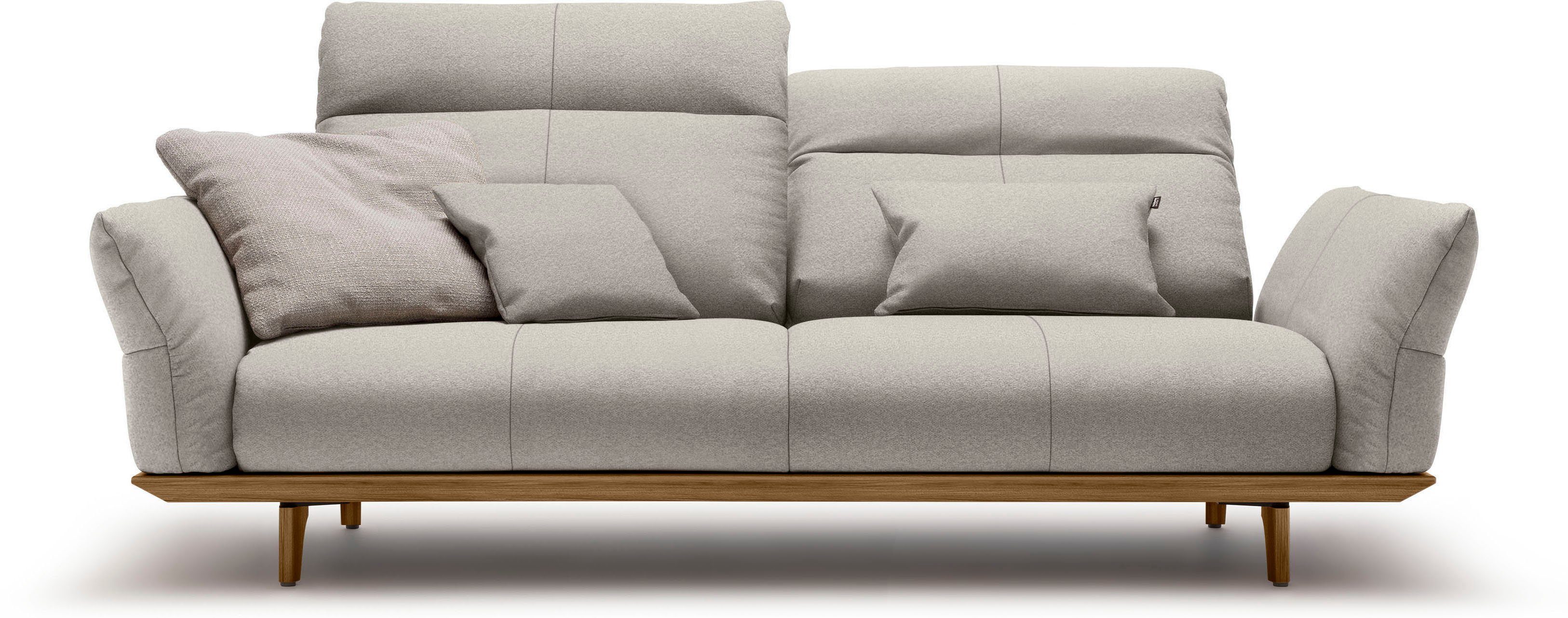 hülsta sofa 3-Sitzer hs.460, Breite Füße Sockel in 208 cm Nussbaum, Nussbaum