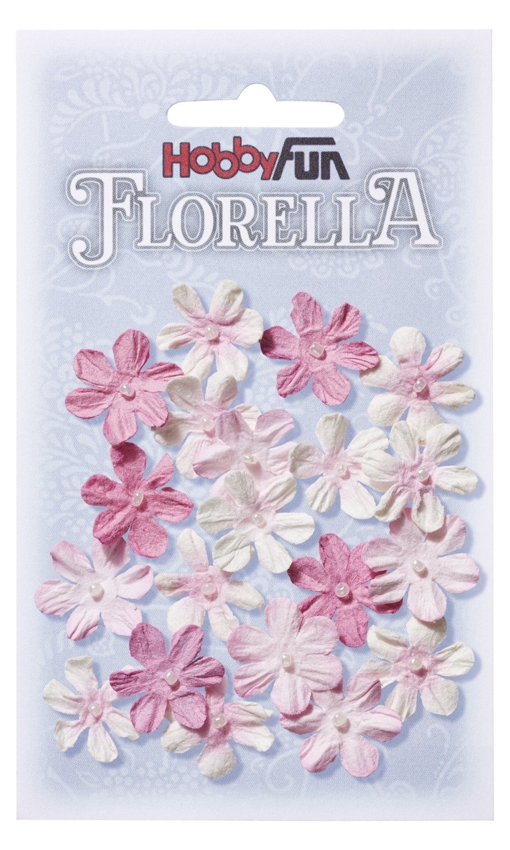 HobbyFun Dekofigur FLORELLA-Blüten aus Maulbeer-Papier, 2 cm, rose, B